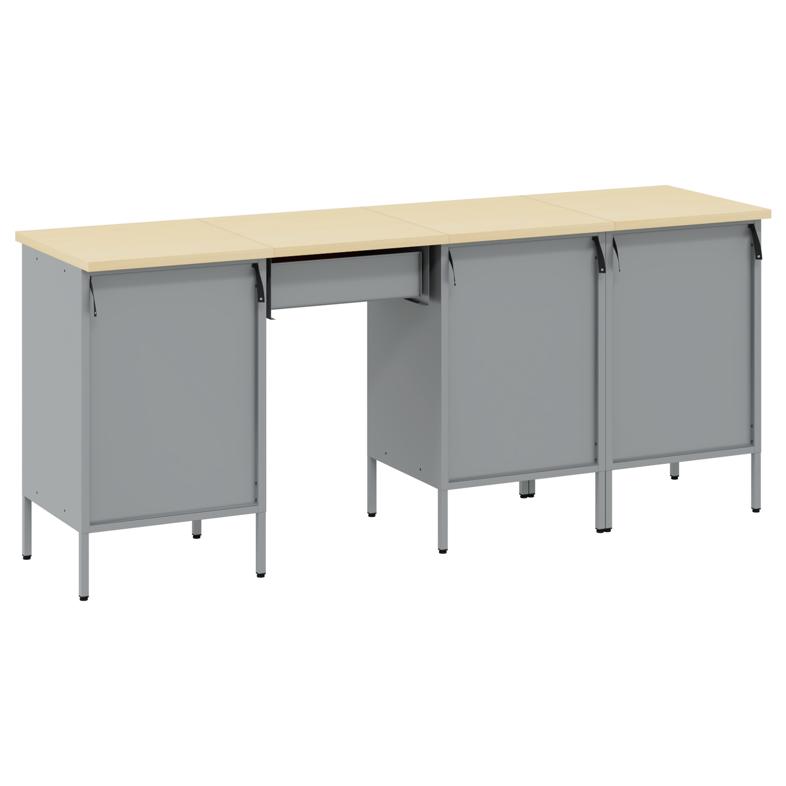 Set dulap de lucru cu masa, 4 piese, rosu, lemn si otel — imaginea 8
