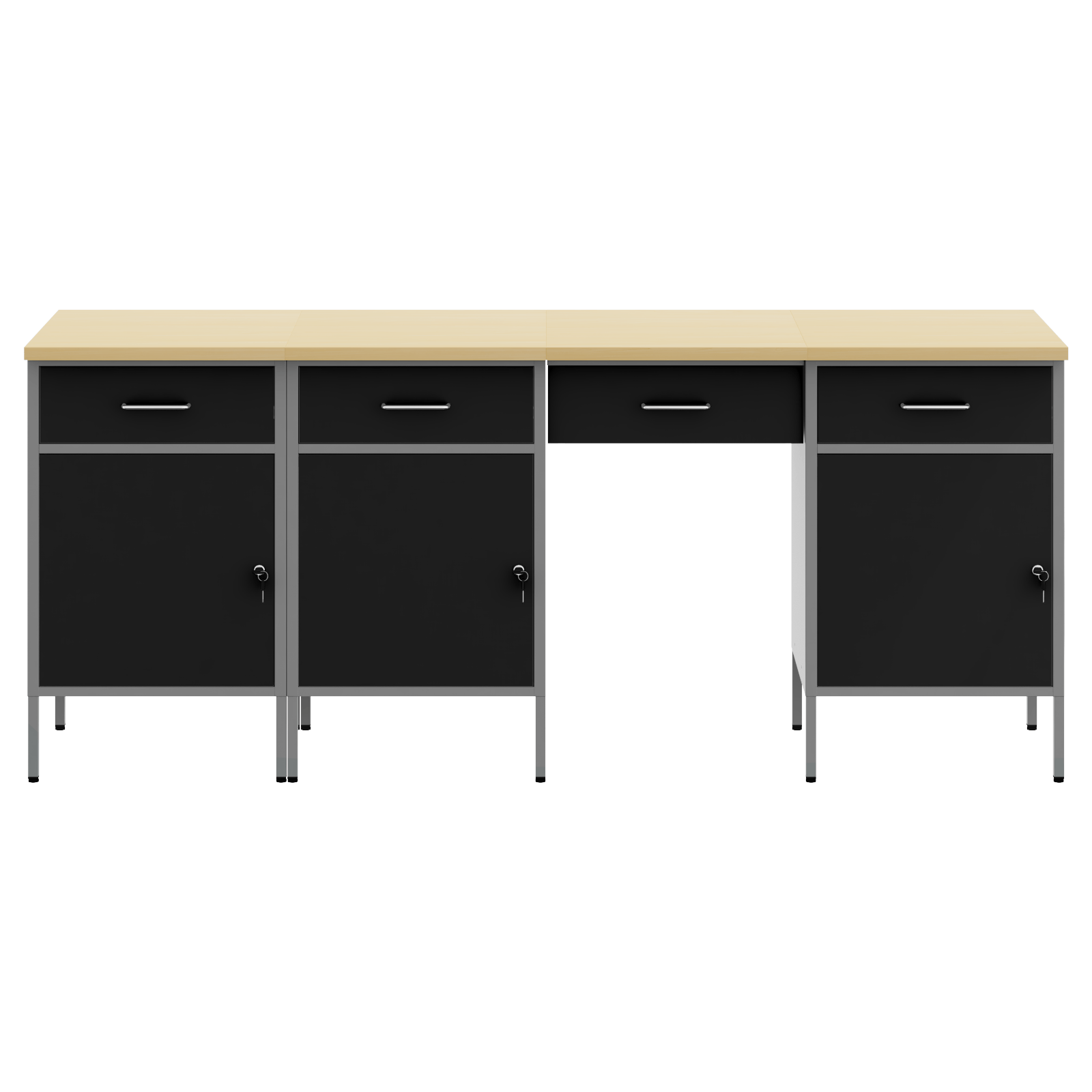 Set dulap de lucru cu masa, 4 piese, negru, lemn si otel — imaginea 10