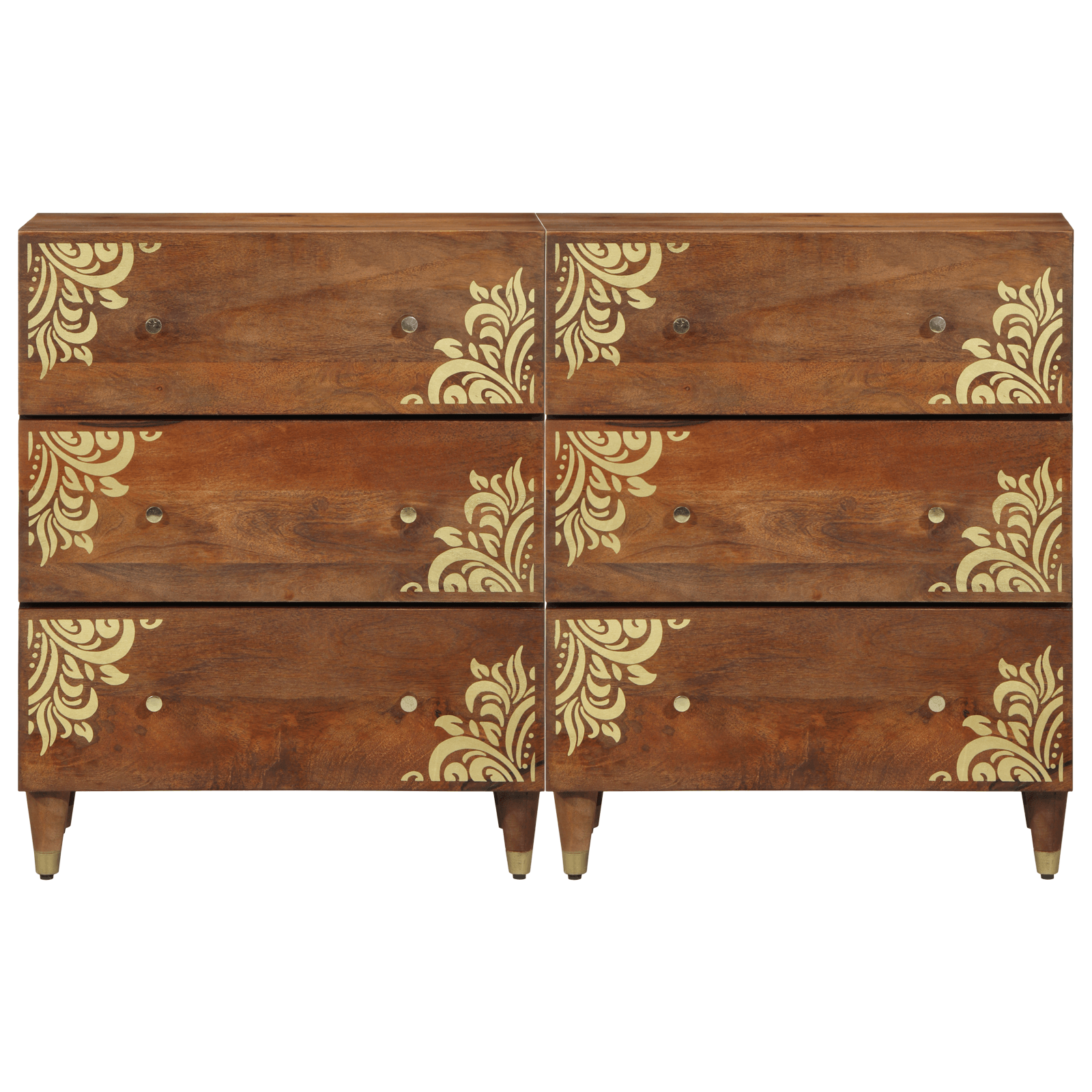 Bufete 2 piese Maro miere 60x33.5x75 cm Lemn masiv de mango — imaginea 4