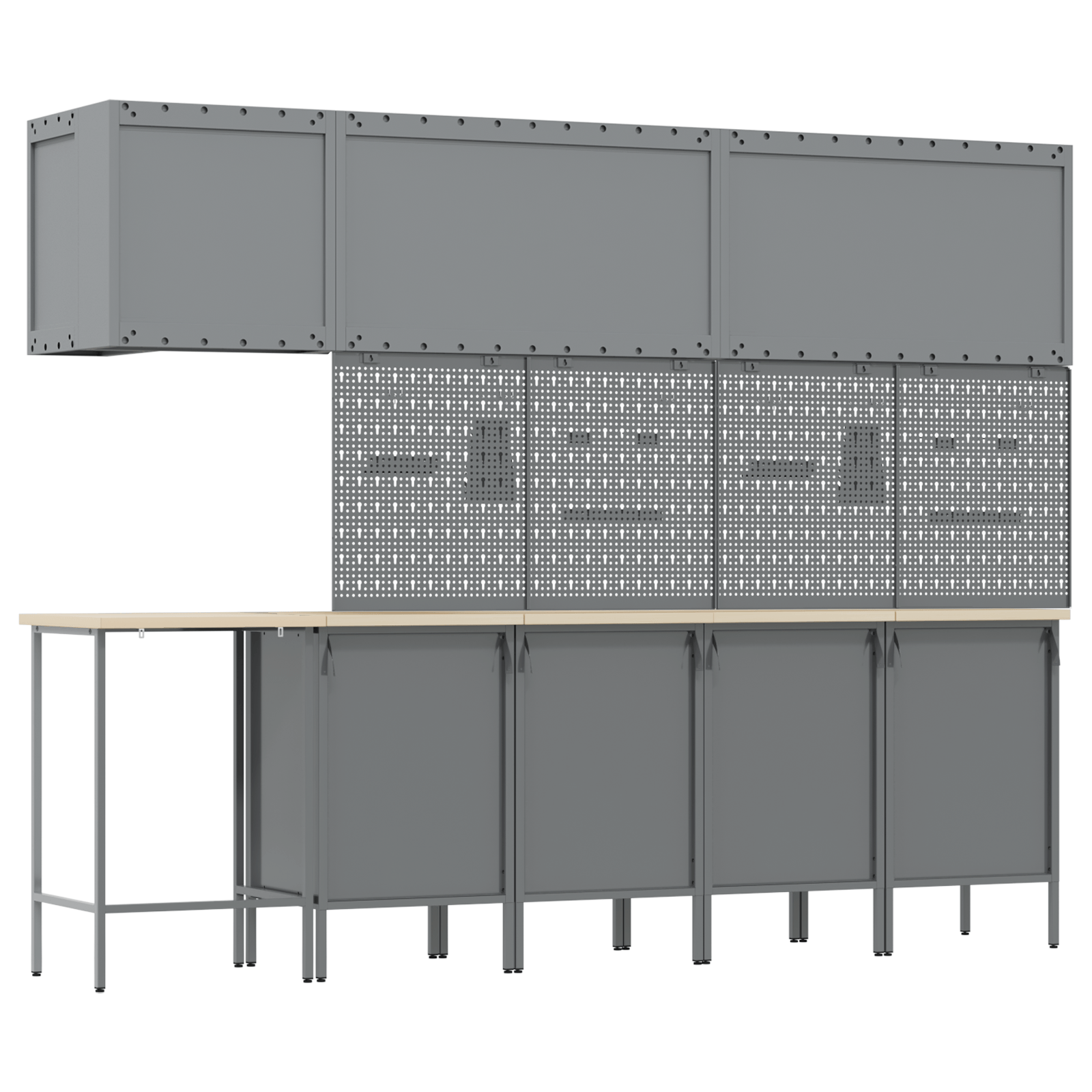 Set dulap lucru & panou carlige, 12 piese, negru, MDF & metal — imaginea 9