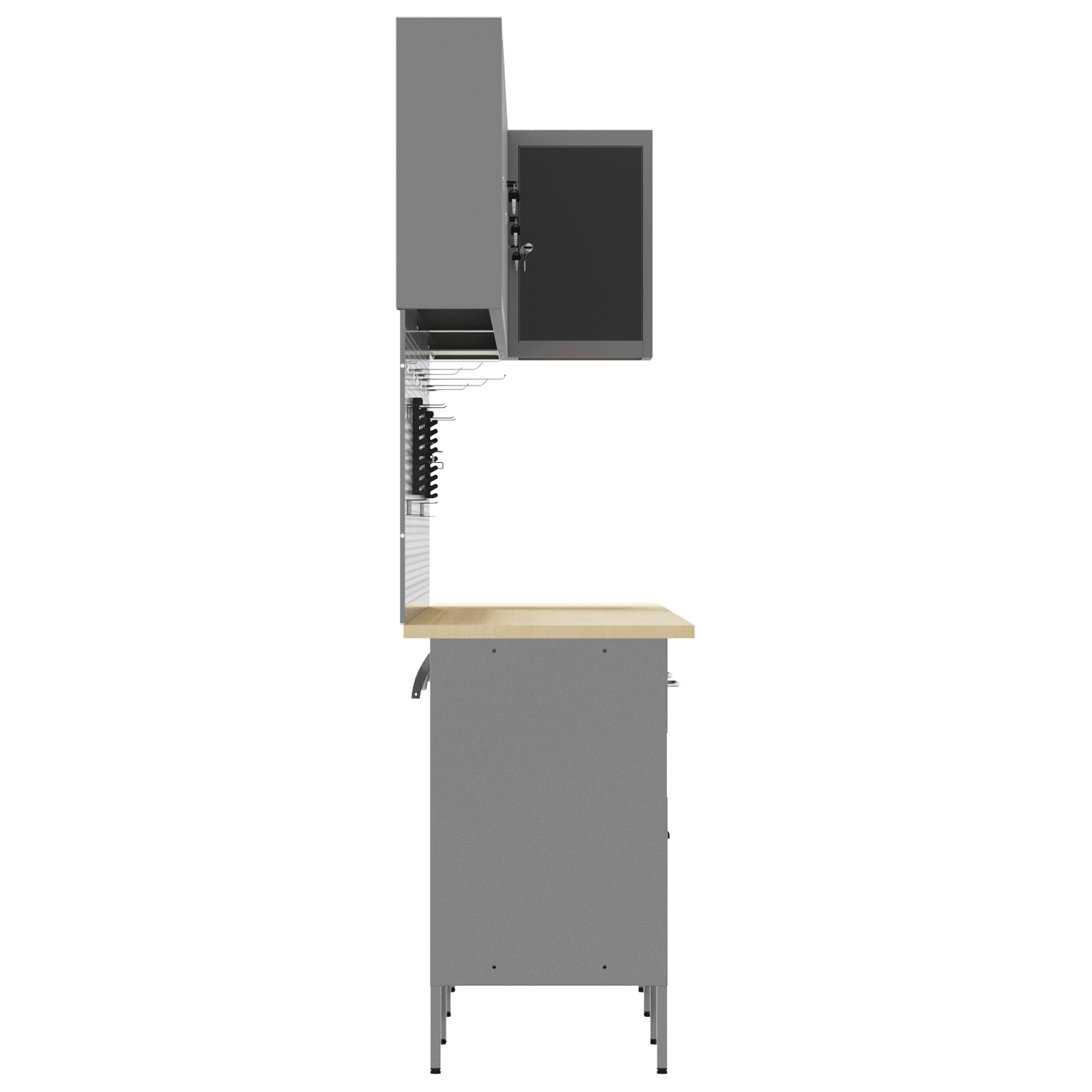 Set dulap lucru & panou carlige, 12 piese, negru, MDF & metal — imaginea 11
