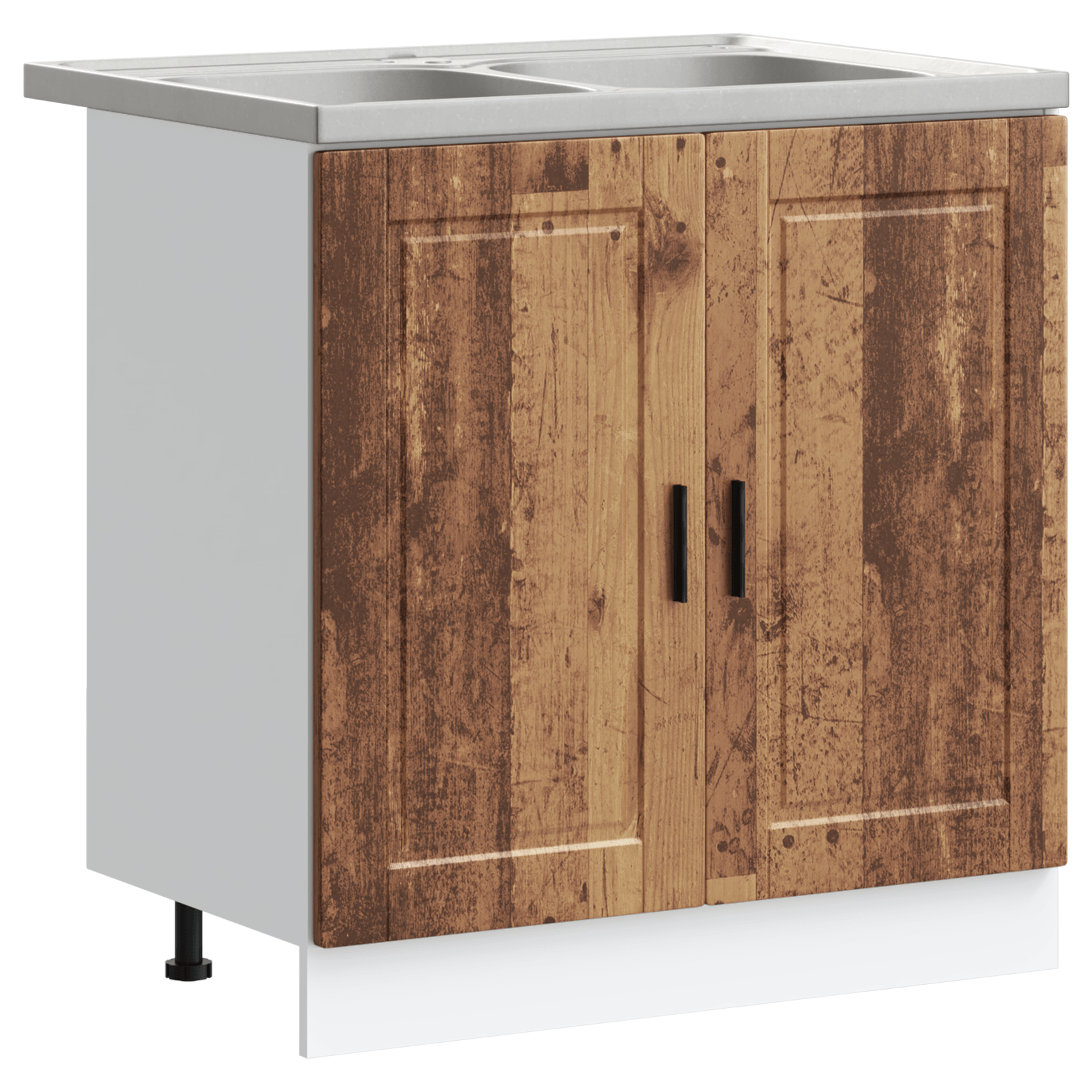 Dulap baza Porto cu chiuveta, lemn vechi, 80x46x84,5 cm lemn — imaginea 2