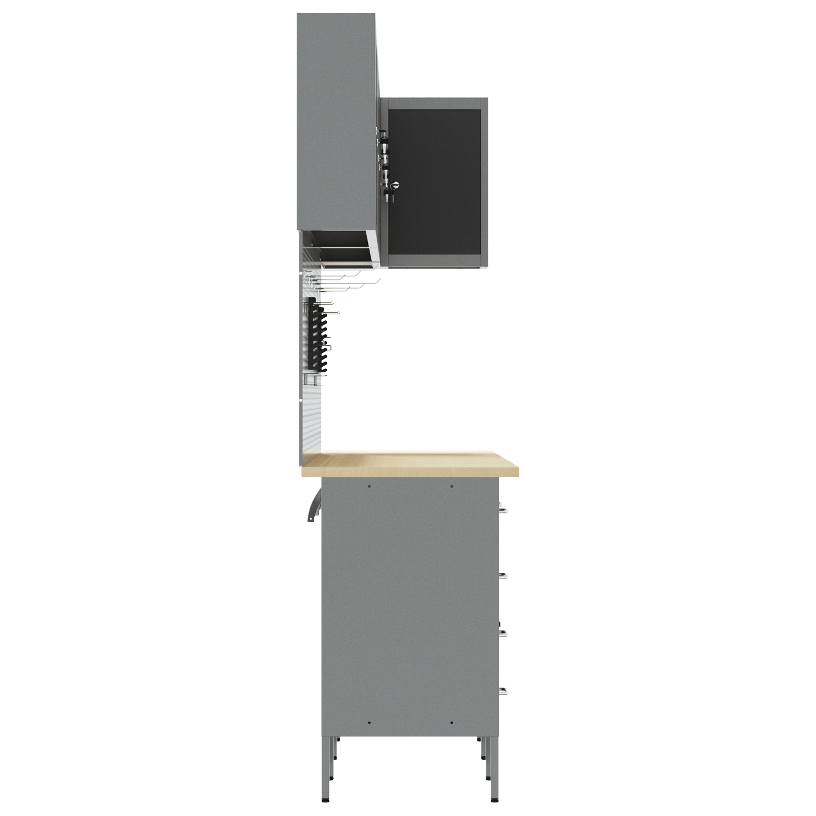 Set dulap unelte & panou carlige, 12 piese, negru, MDF & metal — imaginea 13