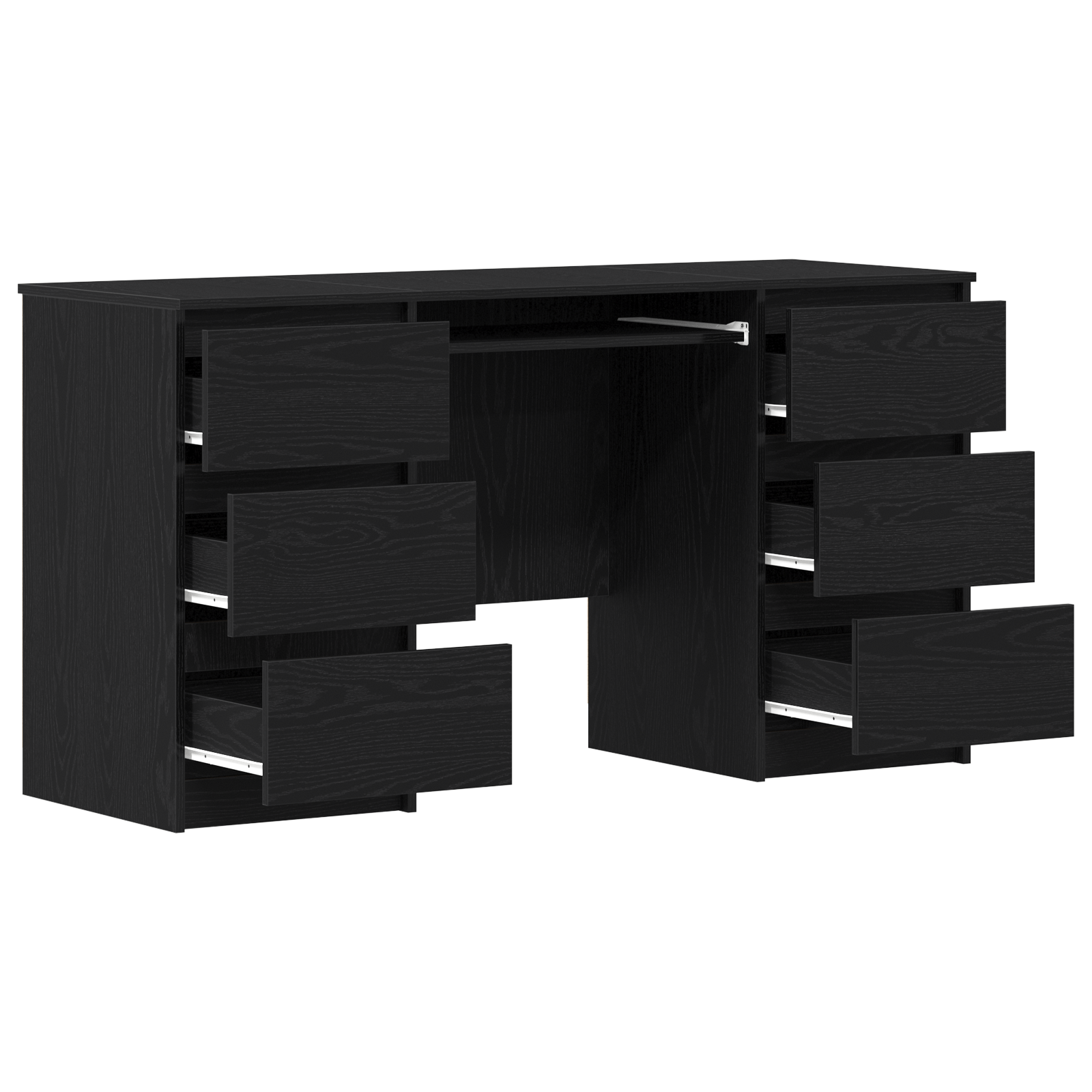 Birouri 2 buc Negru Stejar 140x50x76 cm Lemn prelucrat — imaginea 5