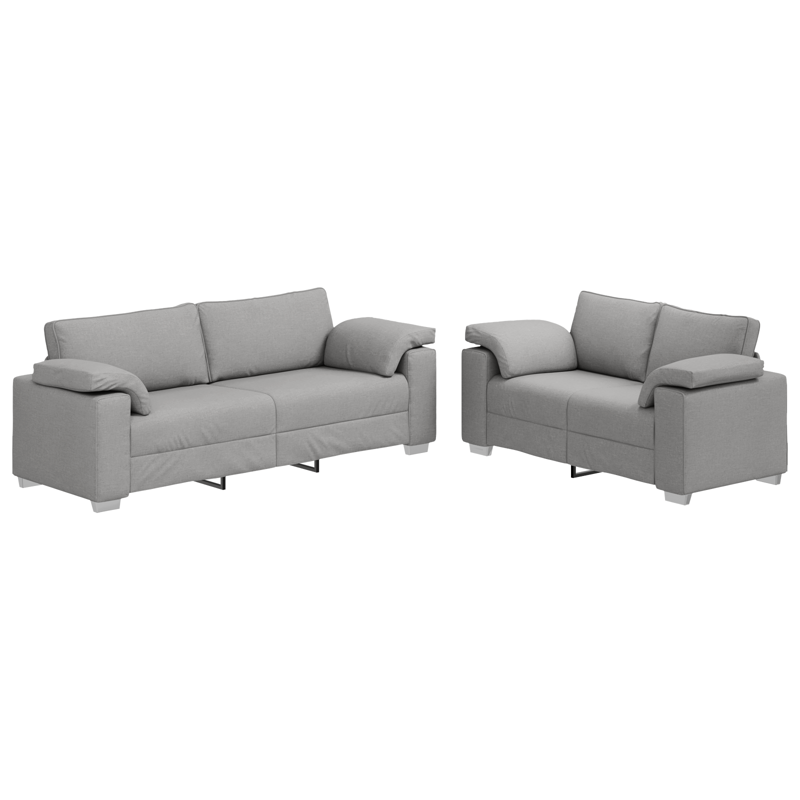 Set canapea, 2 piese, perne gri nor, textil — imaginea 2