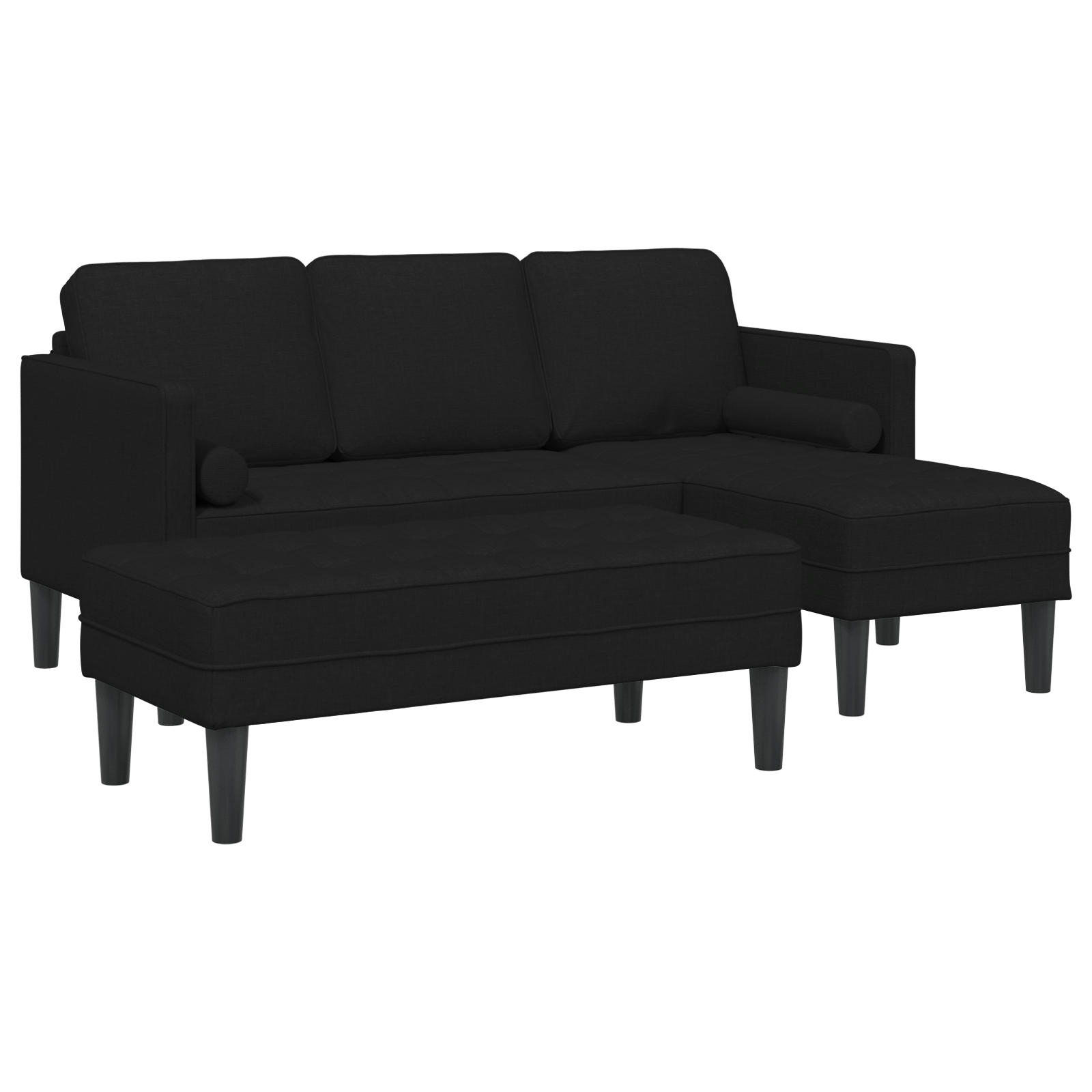 Set canapea de 2 piese cu perne din material negru — imaginea 2