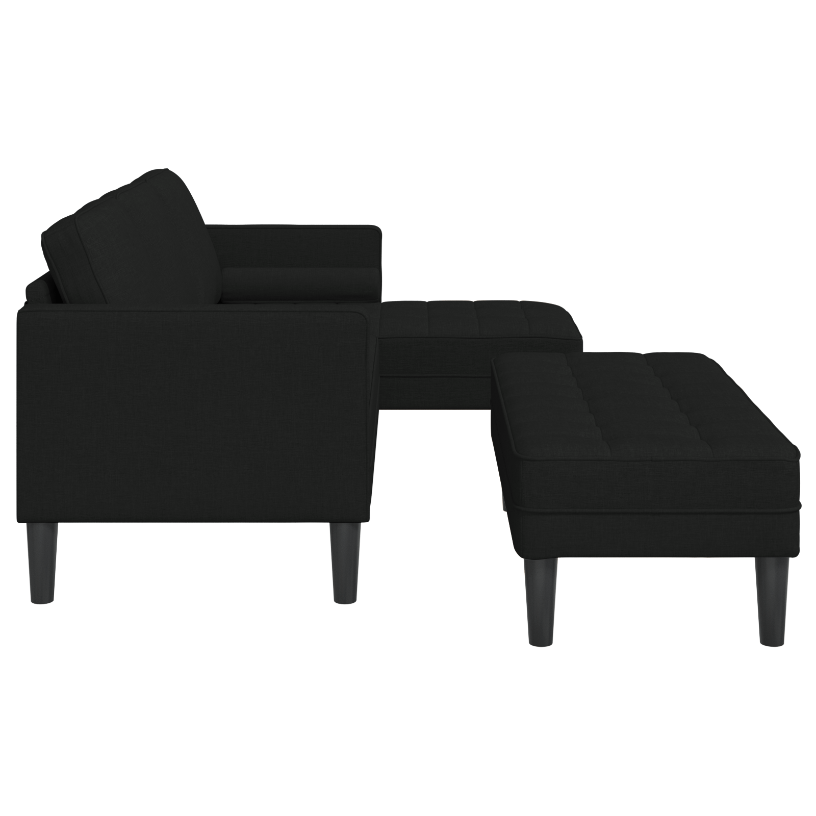 Set canapea de 2 piese cu perne din material negru — imaginea 7
