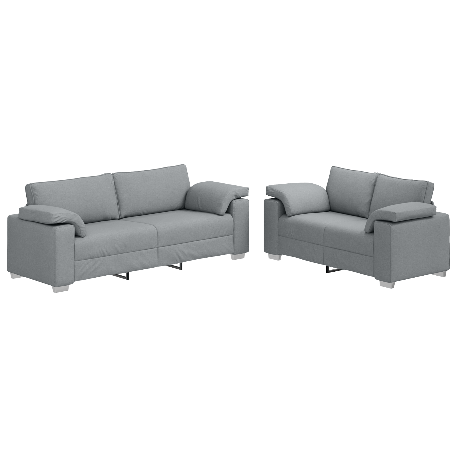 Set canapea, 2 piese, perne gri deschis, textil — imaginea 2