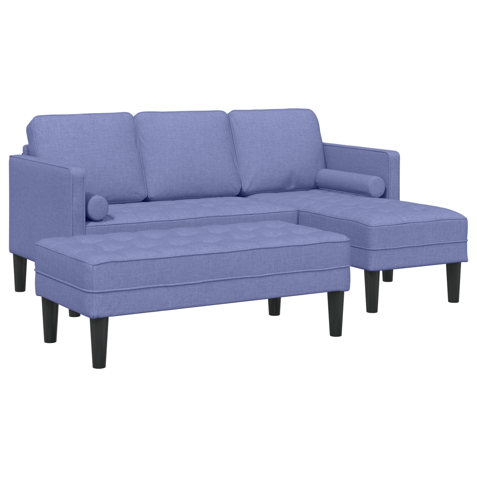 Set canapea 2 piese cu perne Albastru jeans Tesatura — imaginea 2