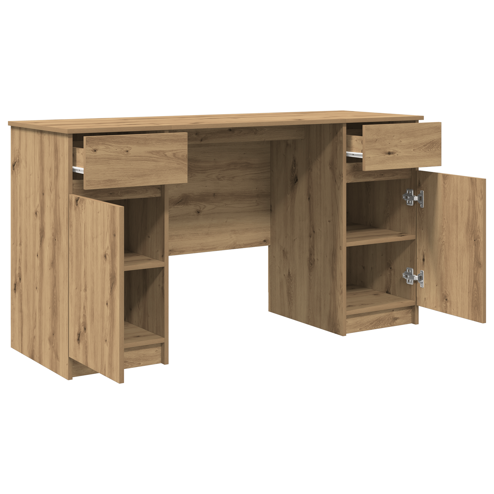 Birou, stejar artizanal, 140x49x76 cm, lemn prelucrat — imaginea 5