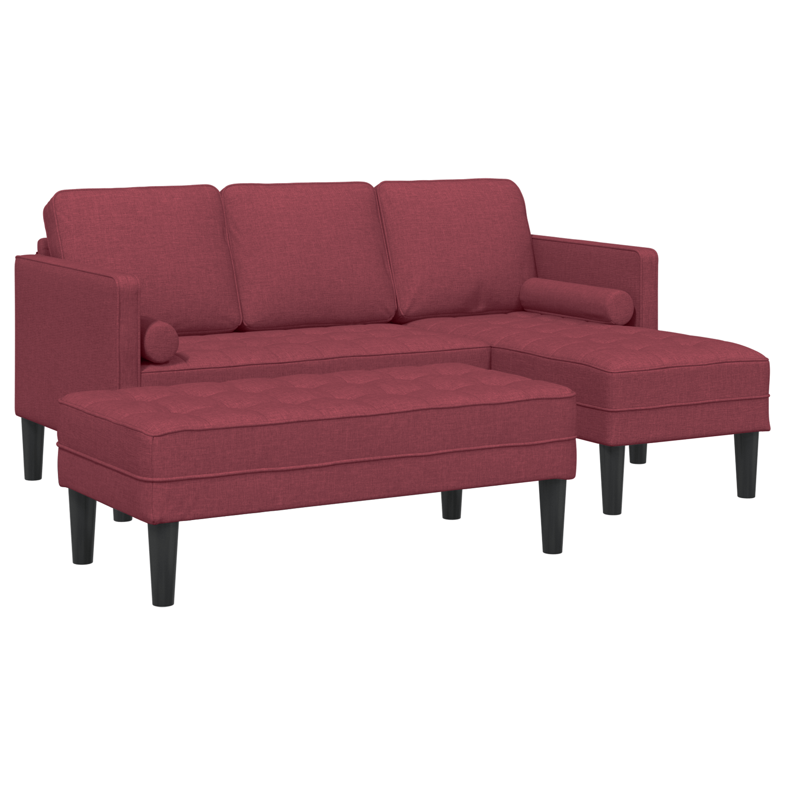 Set canapea in 2 piese cu perne din tesatura rosie vin — imaginea 2