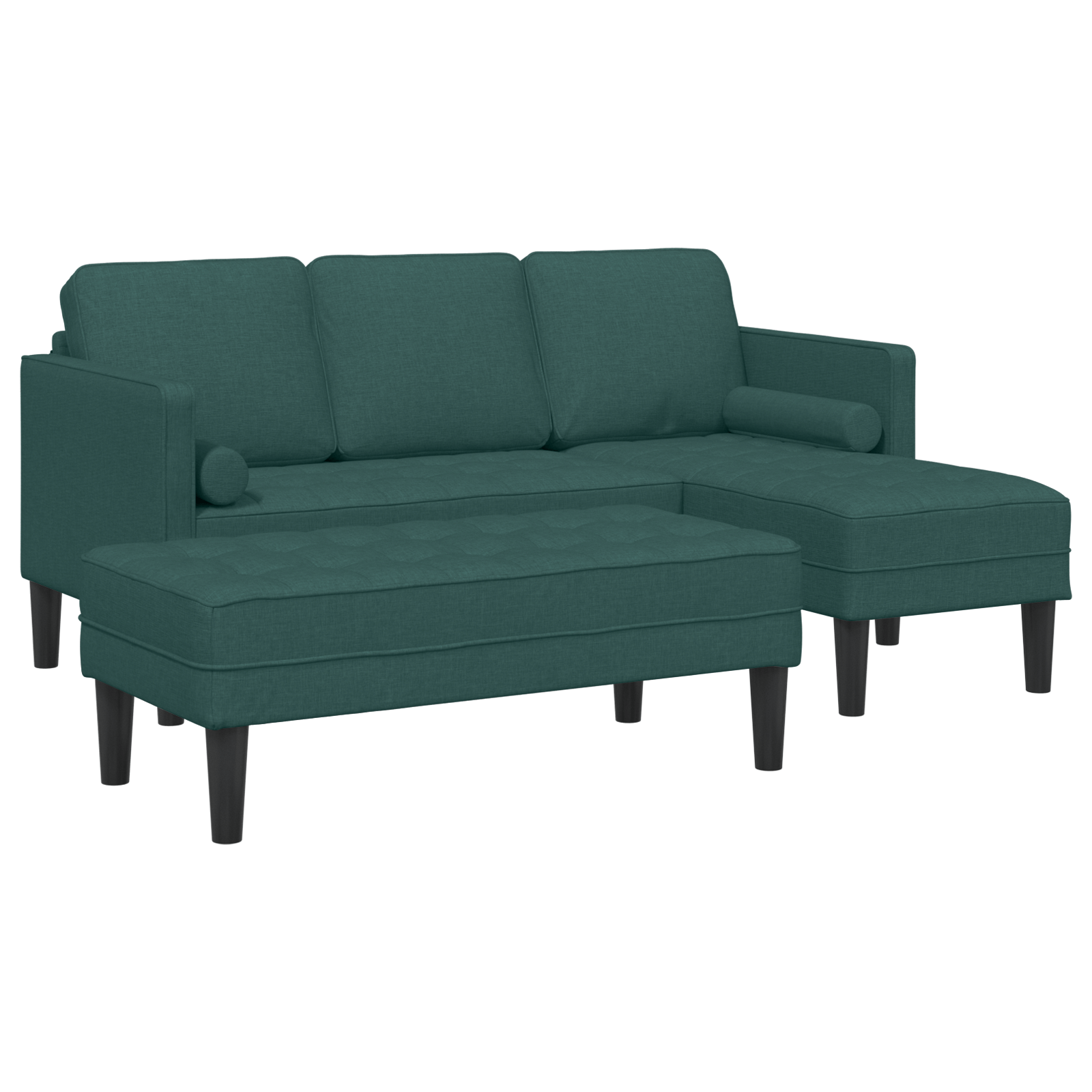Set canapele 2 piese cu perne din textil verde inchis — imaginea 2
