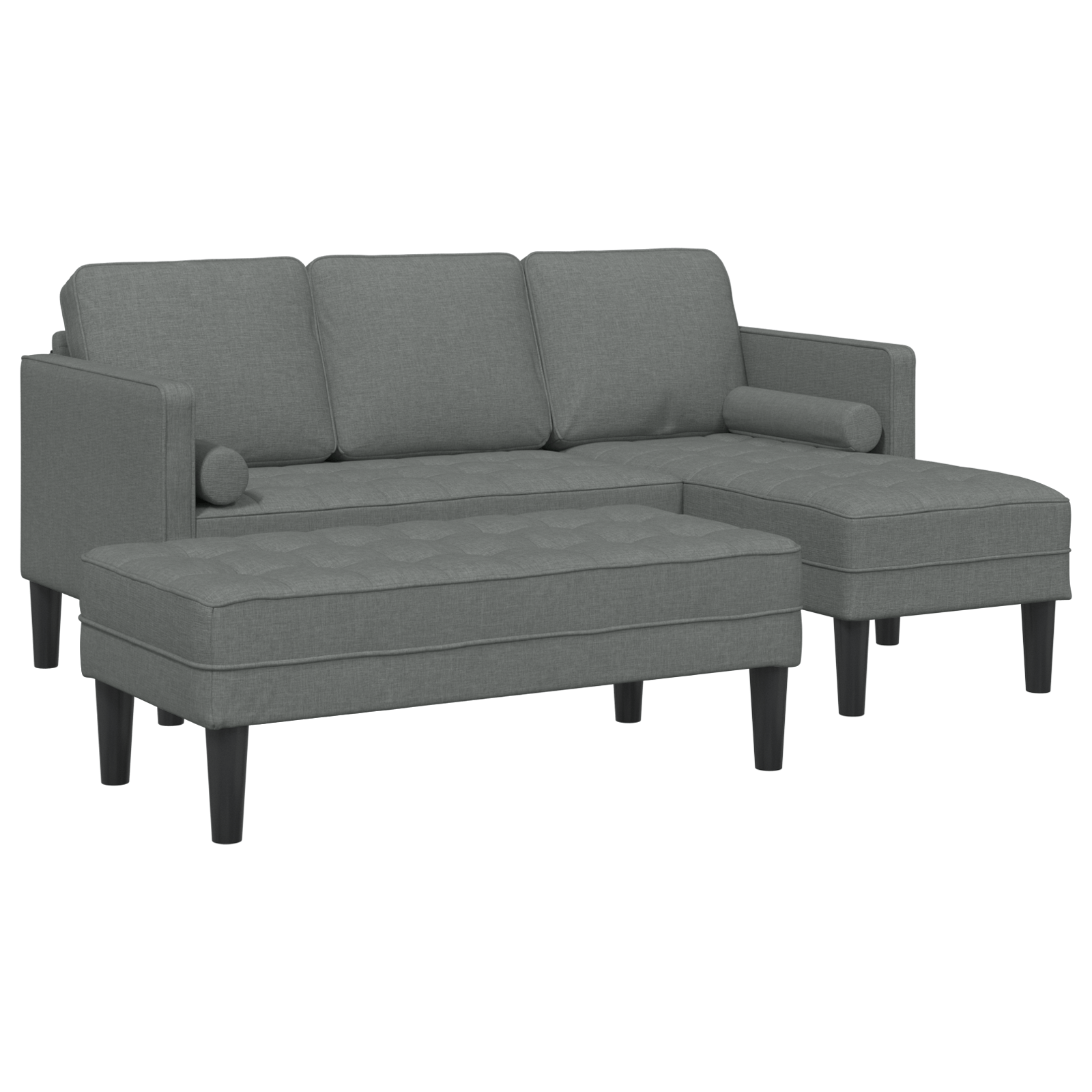 Set canapea 2 piese cu perne, tesatura gri inchis — imaginea 2