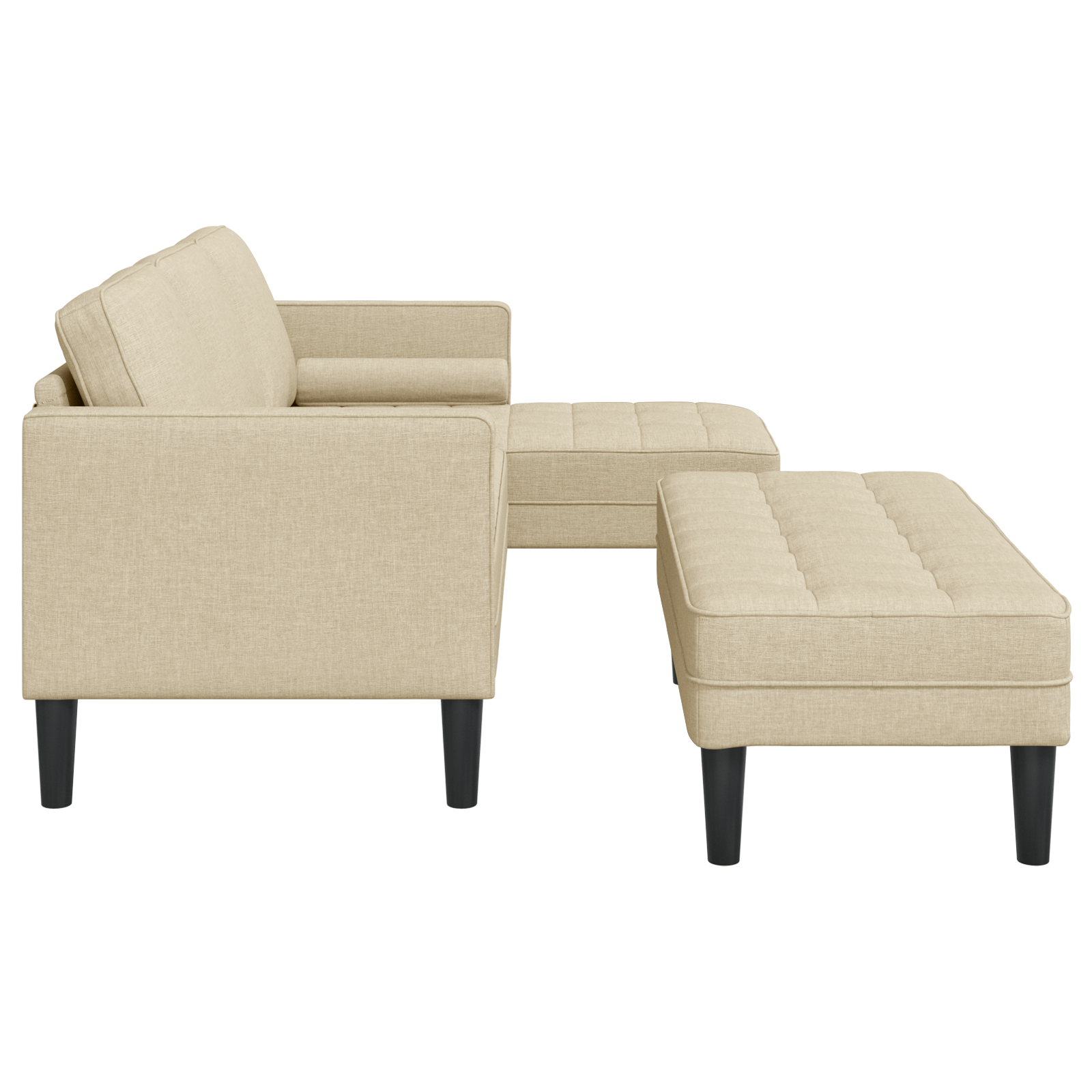 Set canapele 2 piese cu perne crem din tesatura — imaginea 7
