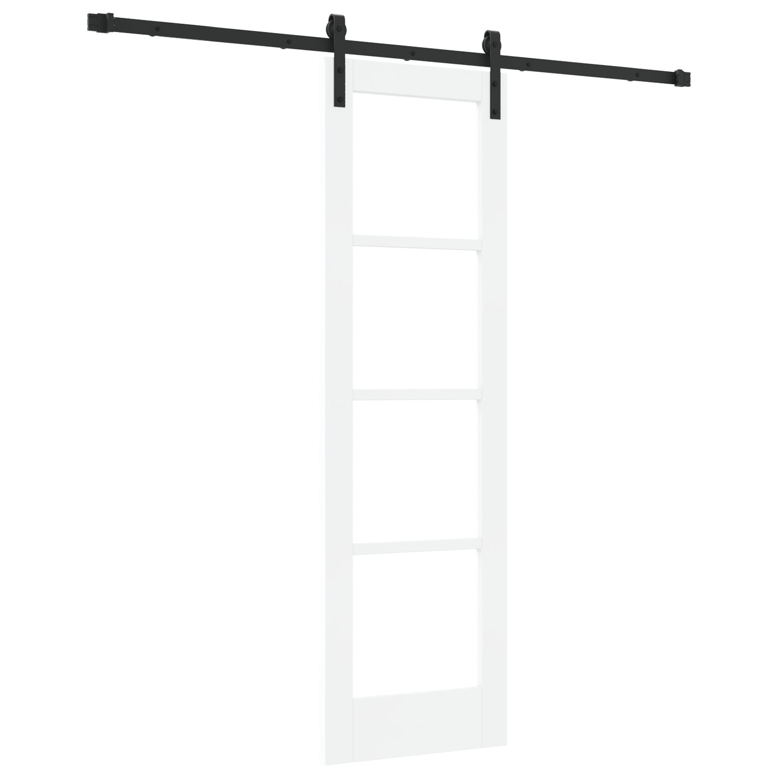 Usa glisanta cu set de accesorii "ORKDAL" Alb Lemn masiv & Sticla — imaginea 2