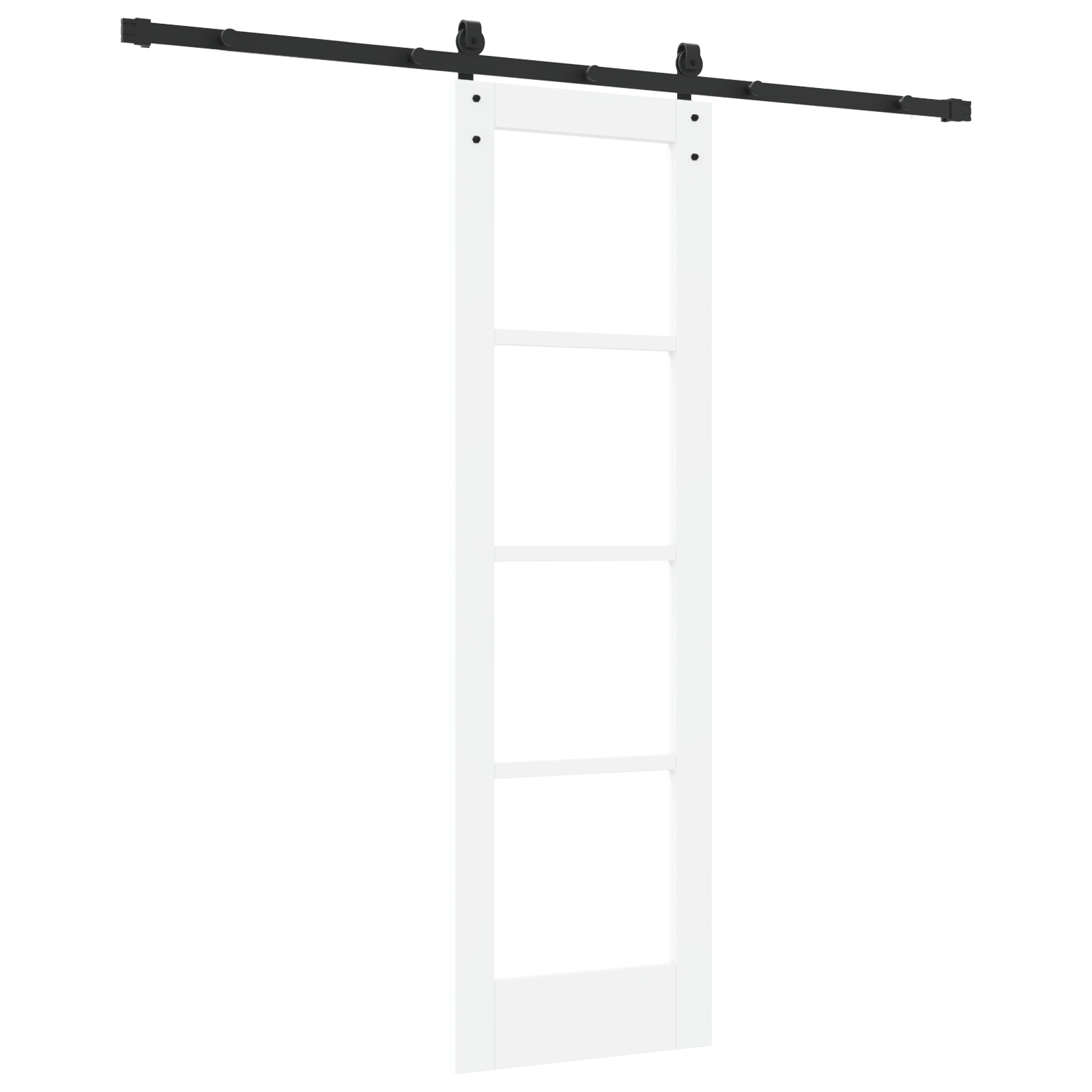 Usa glisanta cu set de accesorii "ORKDAL" Alb Lemn masiv & Sticla — imaginea 6