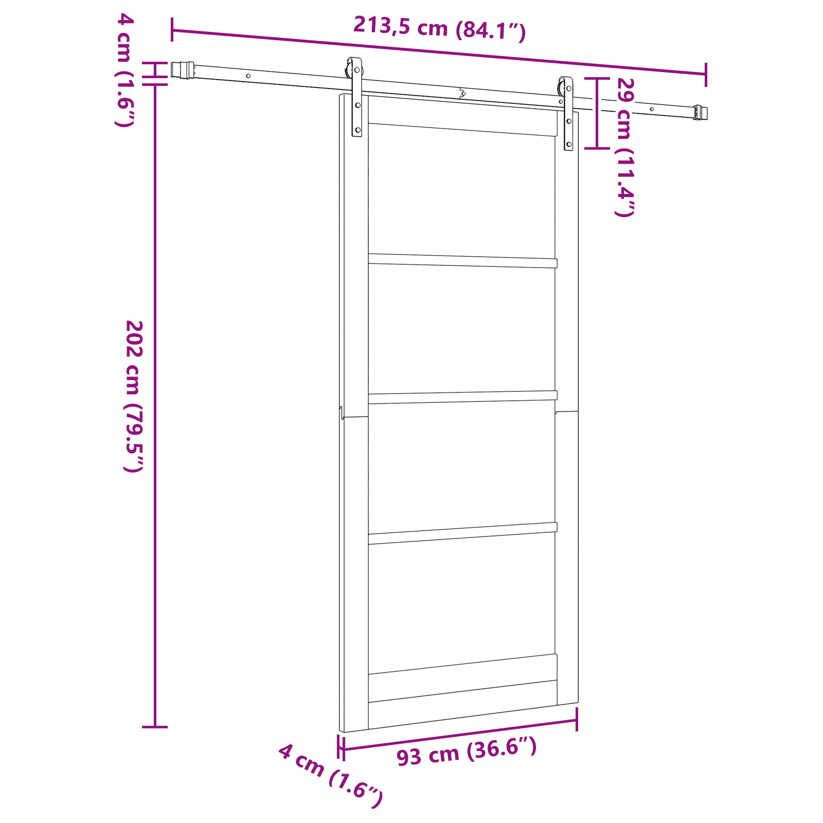 Usa glisanta cu set hardware 'ORKDAL'93x211 cm — imaginea 11