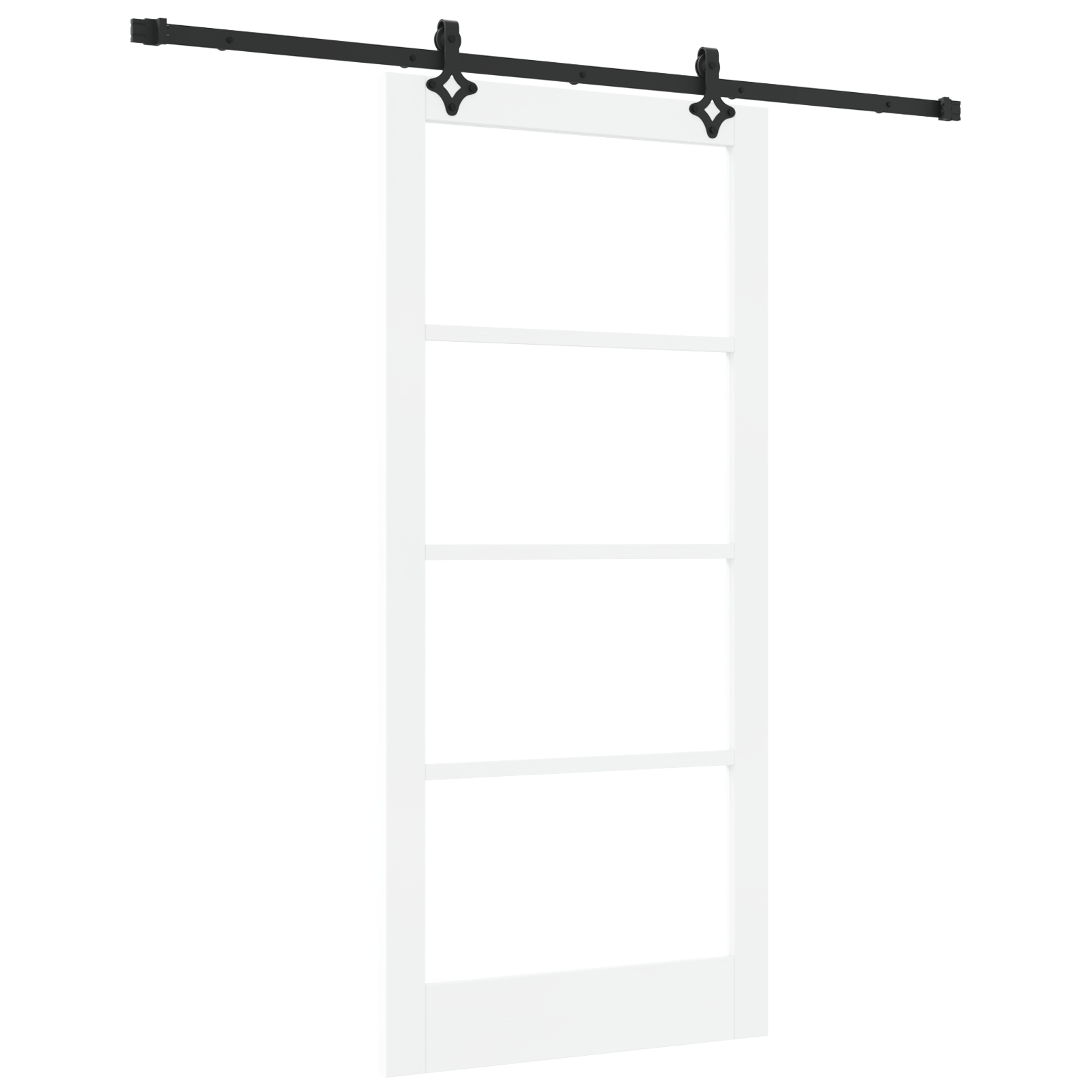 Usa Glisanta cu Set Hardware 'ORKDAL'Alb din Lemn Solid si Sticla — imaginea 2