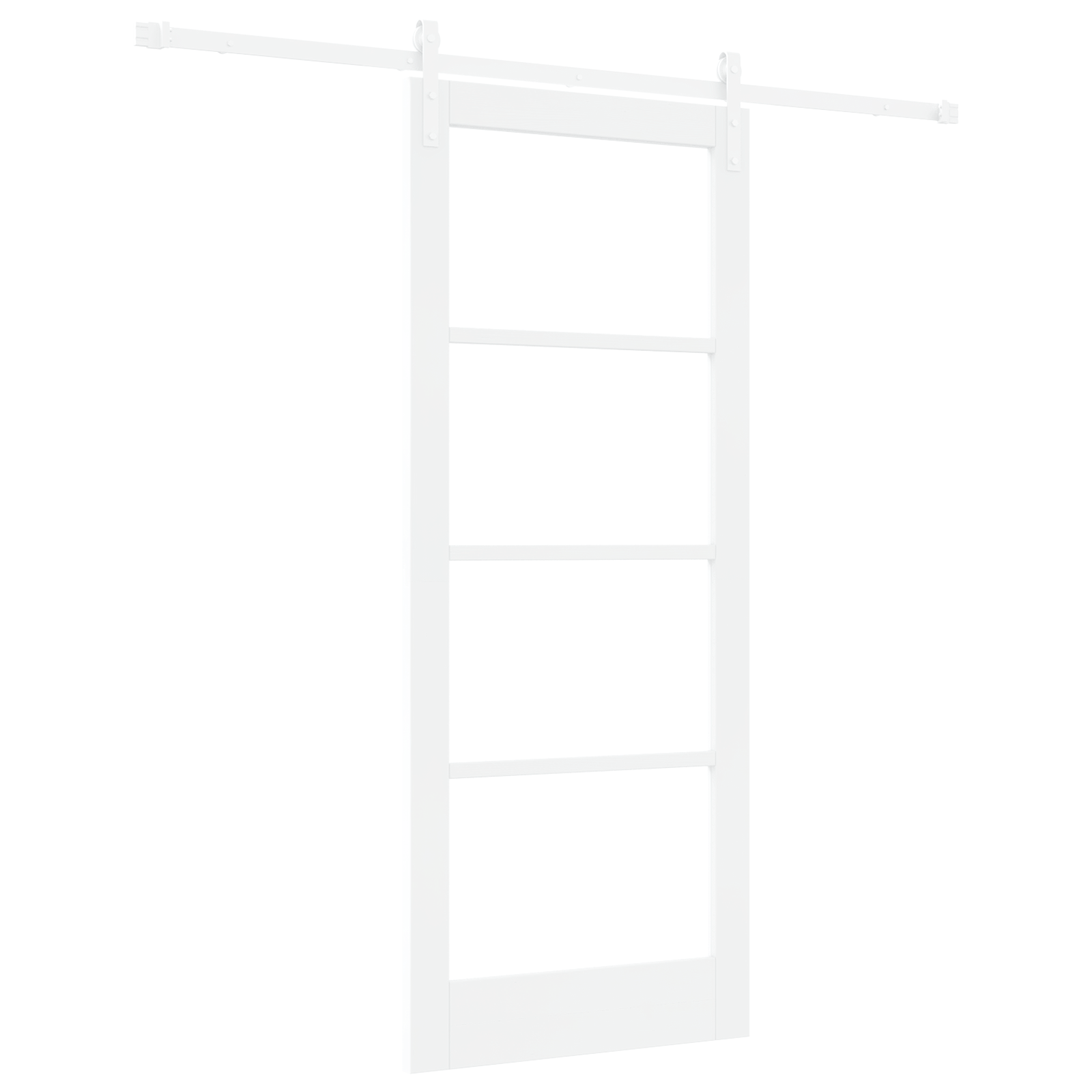 Usa glisanta cu set hardware "ORKDAL" Alb Lemn Masiv & Sticla — imaginea 2