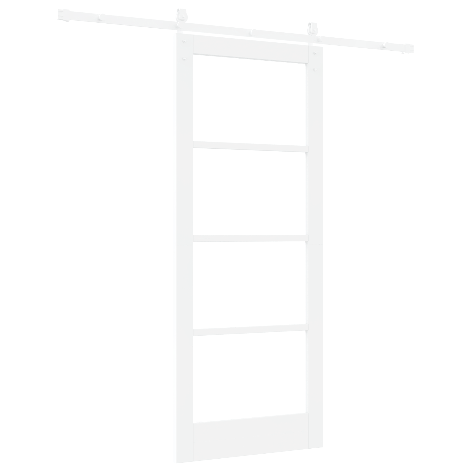 Usa glisanta cu set hardware "ORKDAL" Alb Lemn Masiv & Sticla — imaginea 6