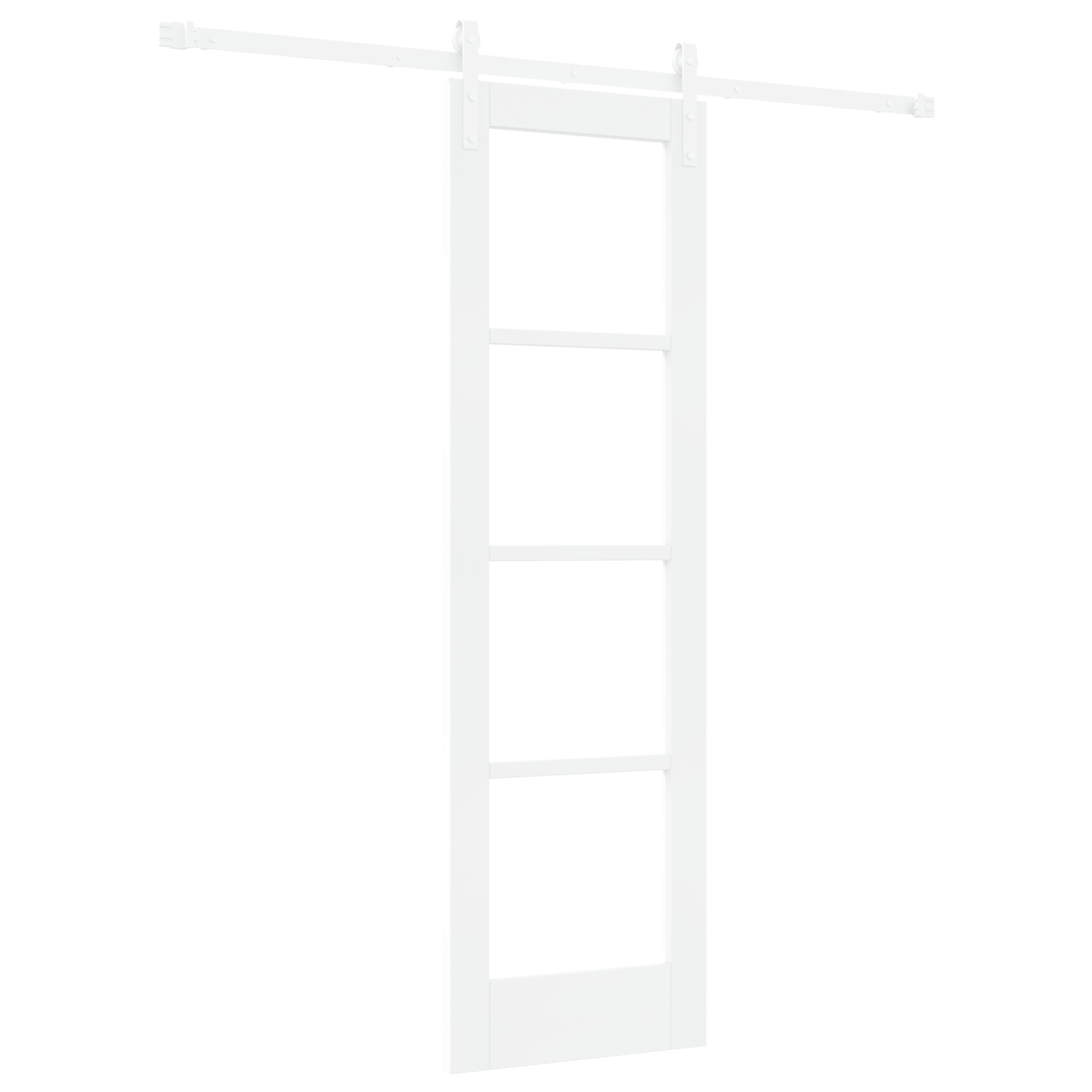Usa glisanta cu set de accesorii "ORKDAL" Alb Lemn Masiv & Sticla — imaginea 2