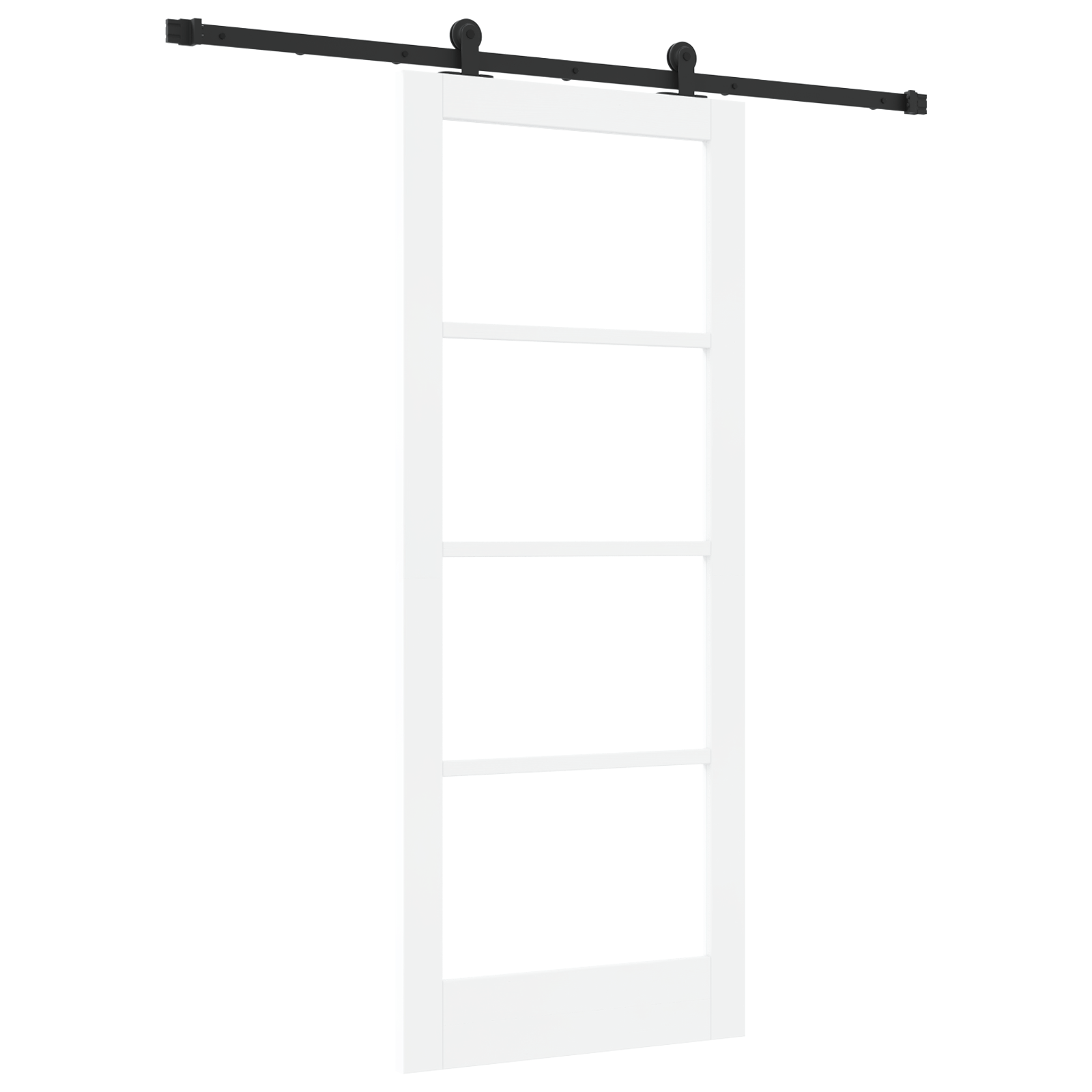 Usa glisanta cu set hardware 'ORKDAL'Alb Lemn Solid & Sticla — imaginea 2