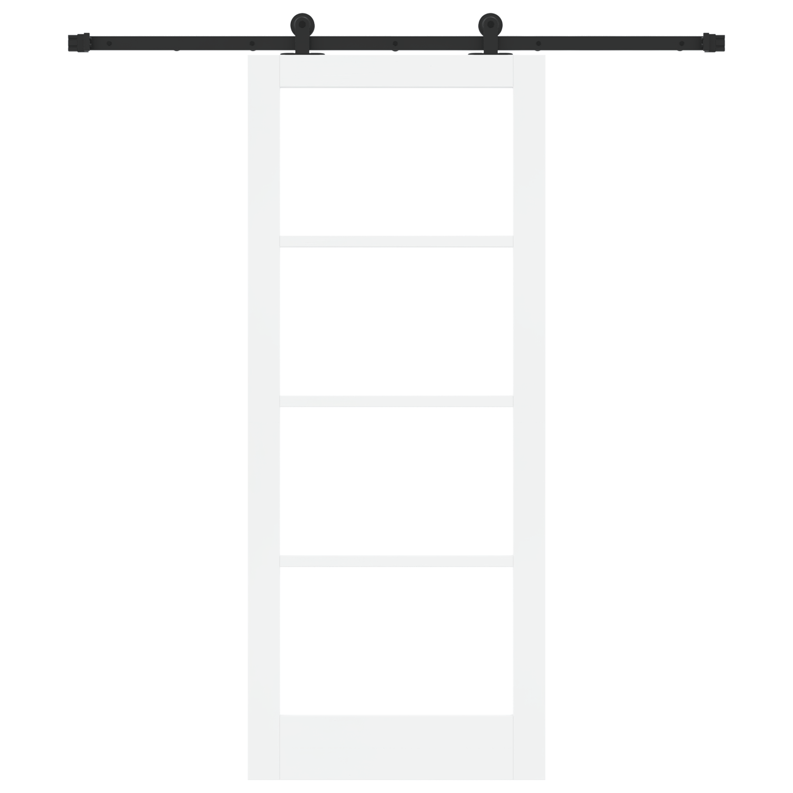 Usa glisanta cu set hardware 'ORKDAL'Alb Lemn Solid & Sticla — imaginea 4