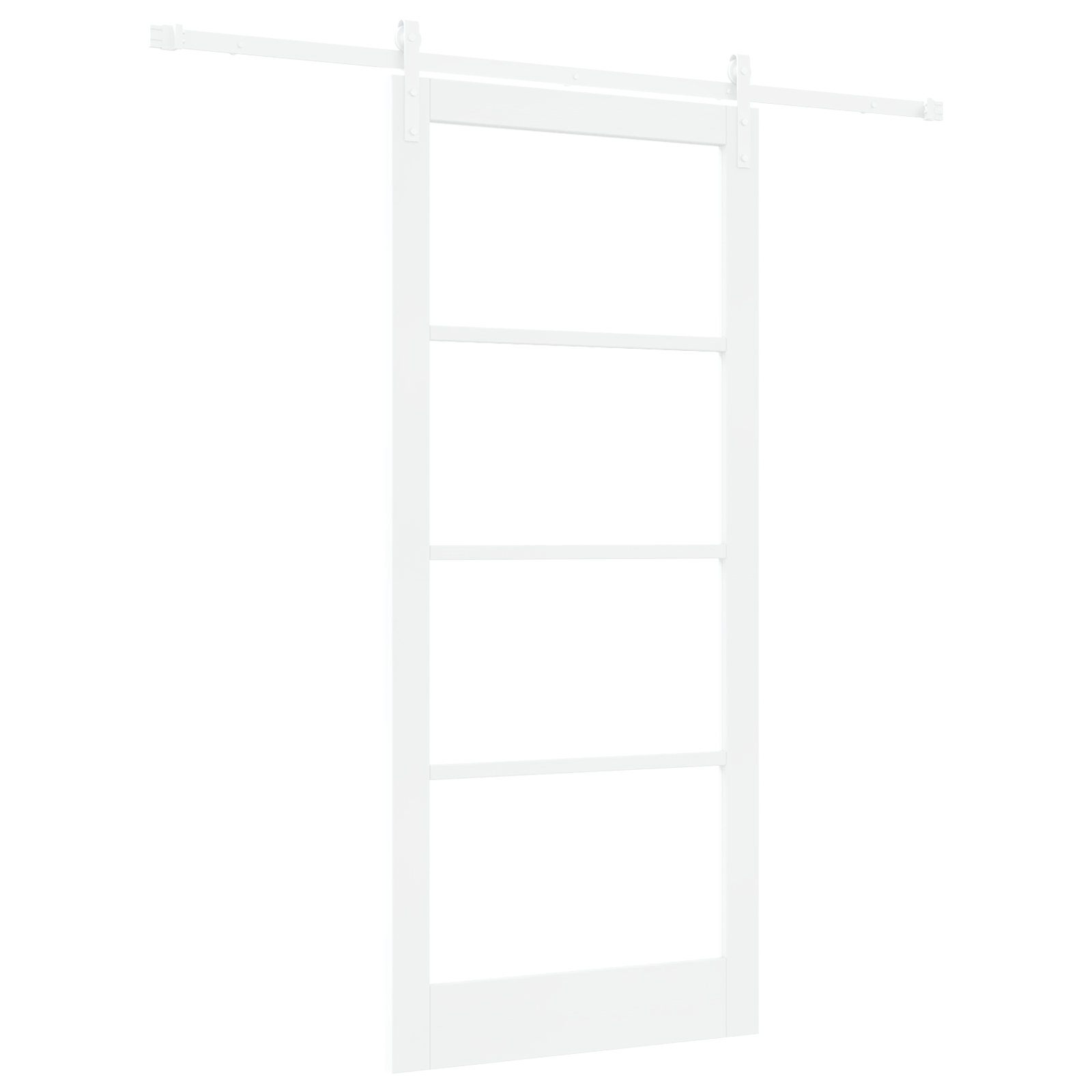 Usa glisanta cu set de hardware "ORKDAL" Alb Lemn Masiv & Sticla — imaginea 2