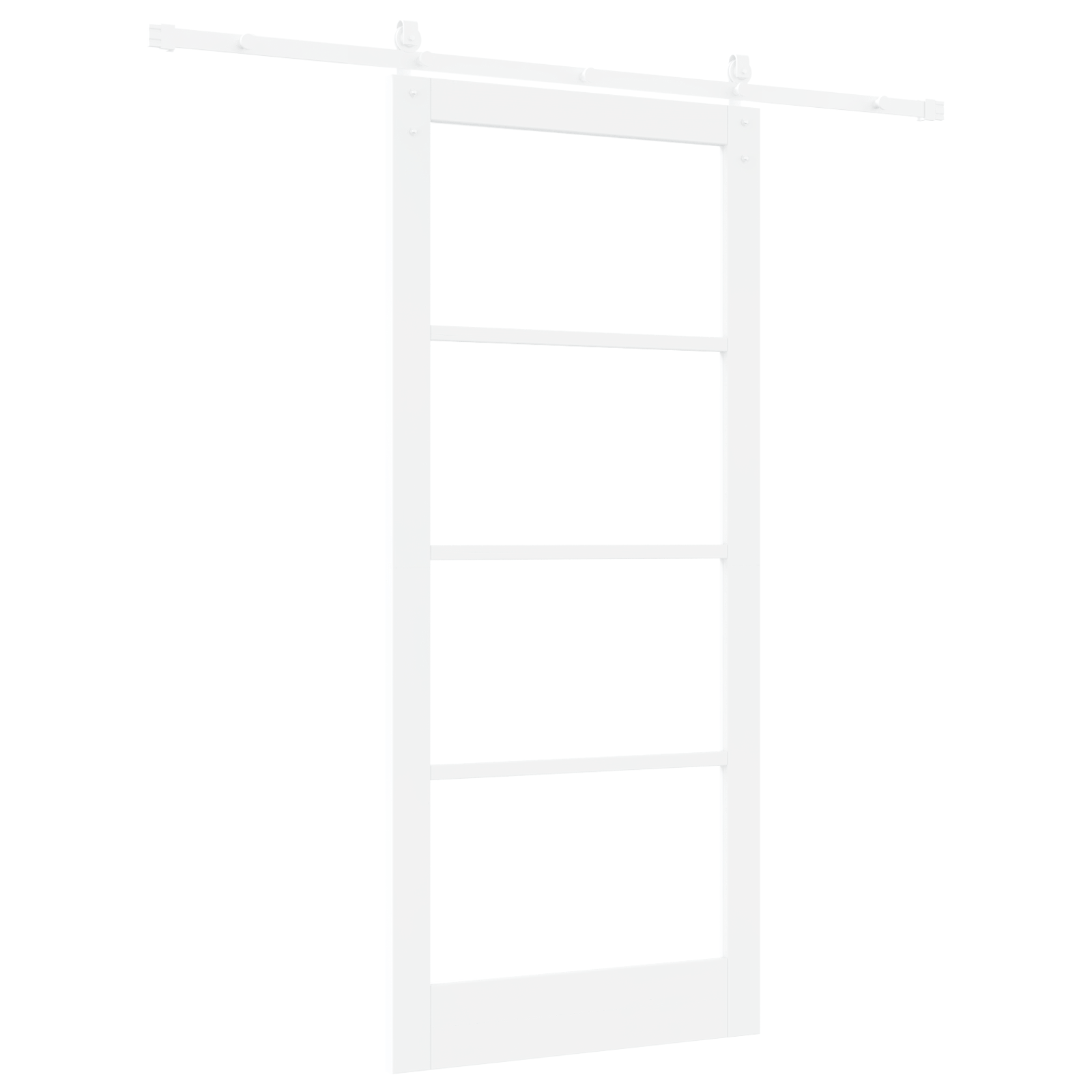 Usa glisanta cu set de hardware "ORKDAL" Alb Lemn Masiv & Sticla — imaginea 6