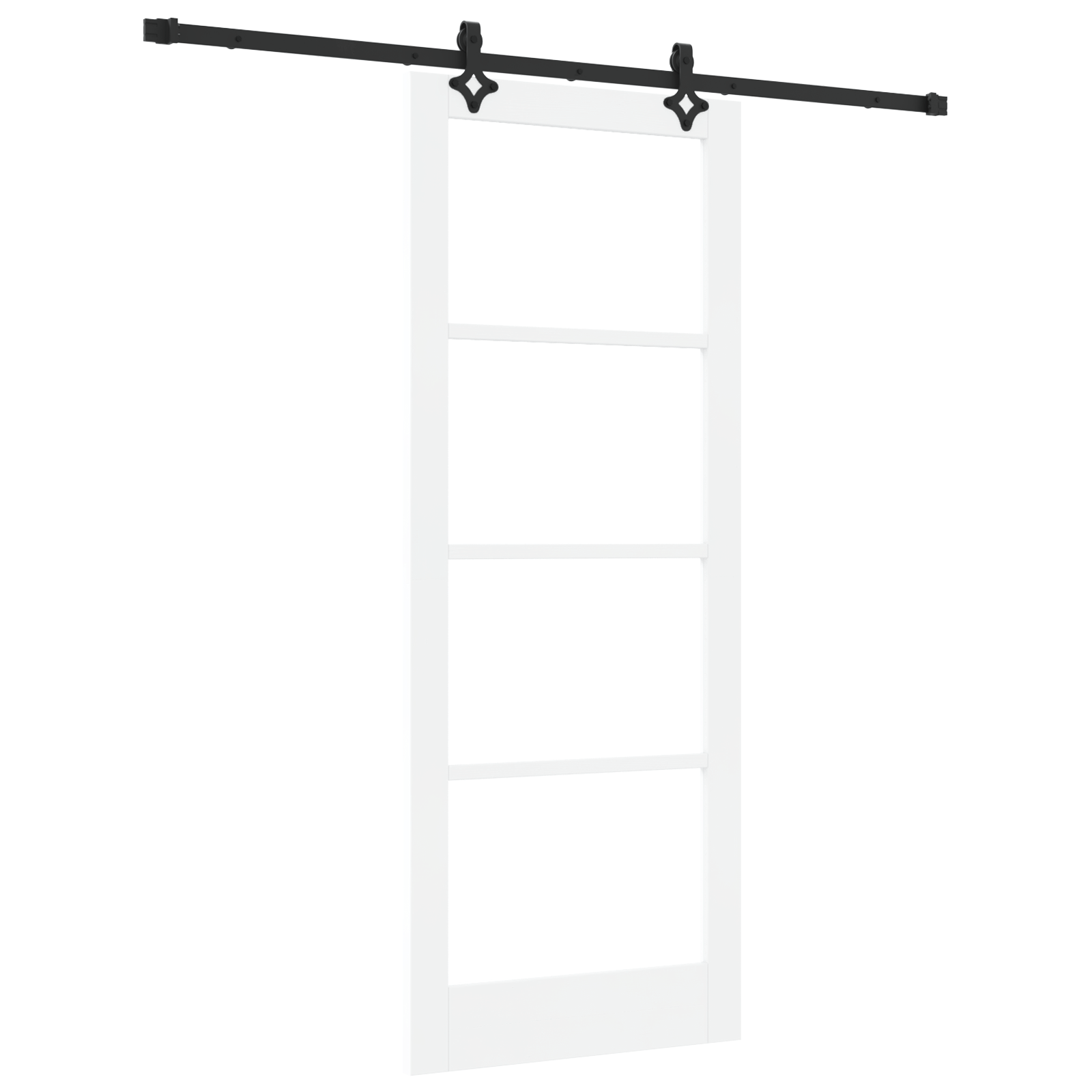 Usa glisanta cu set hardware "ORKDAL" Alb Lemn Masiv & Sticla — imaginea 2