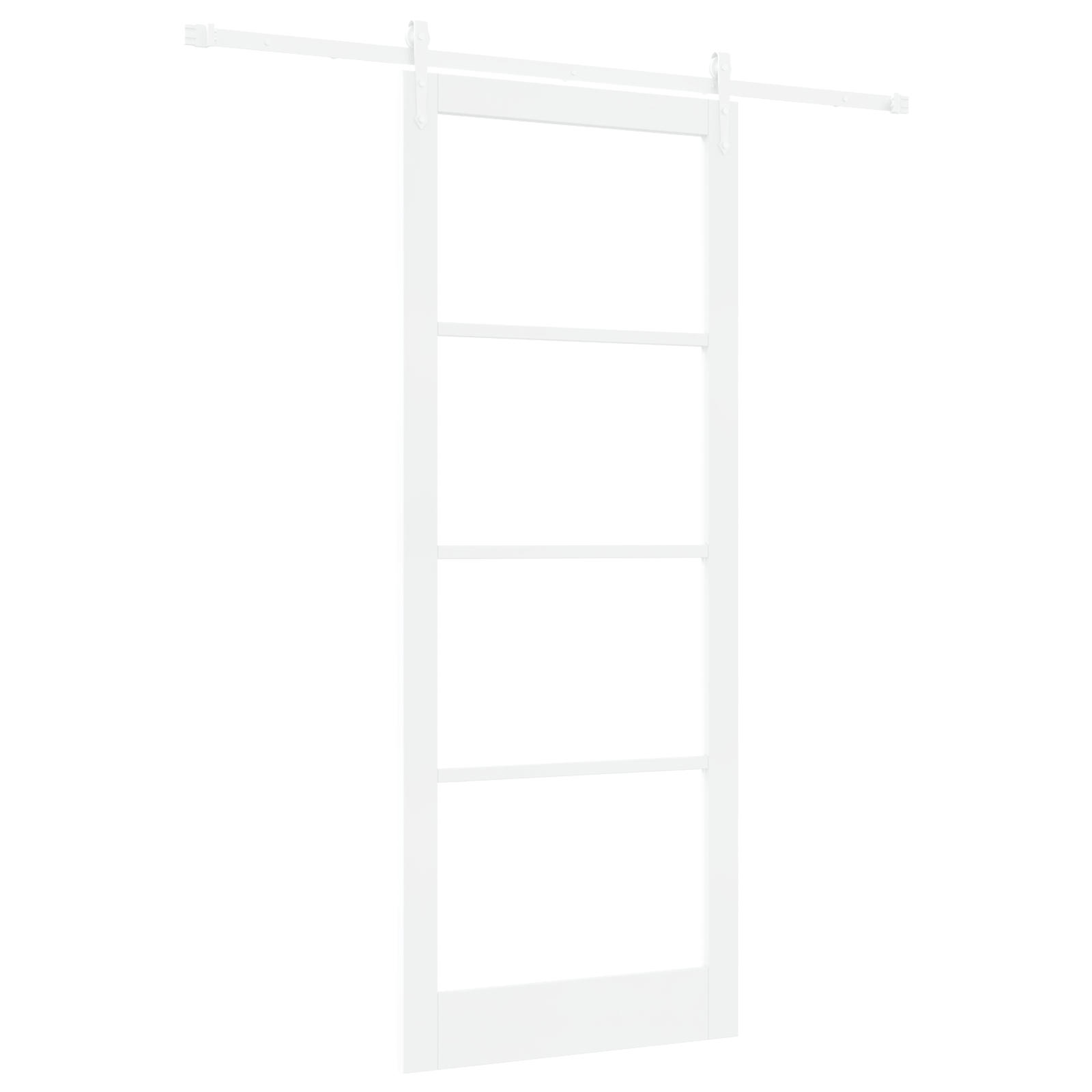 Set usa glisanta cu kit de montaj Alb 93x232 cm Lemn Solid Pin — imaginea 2