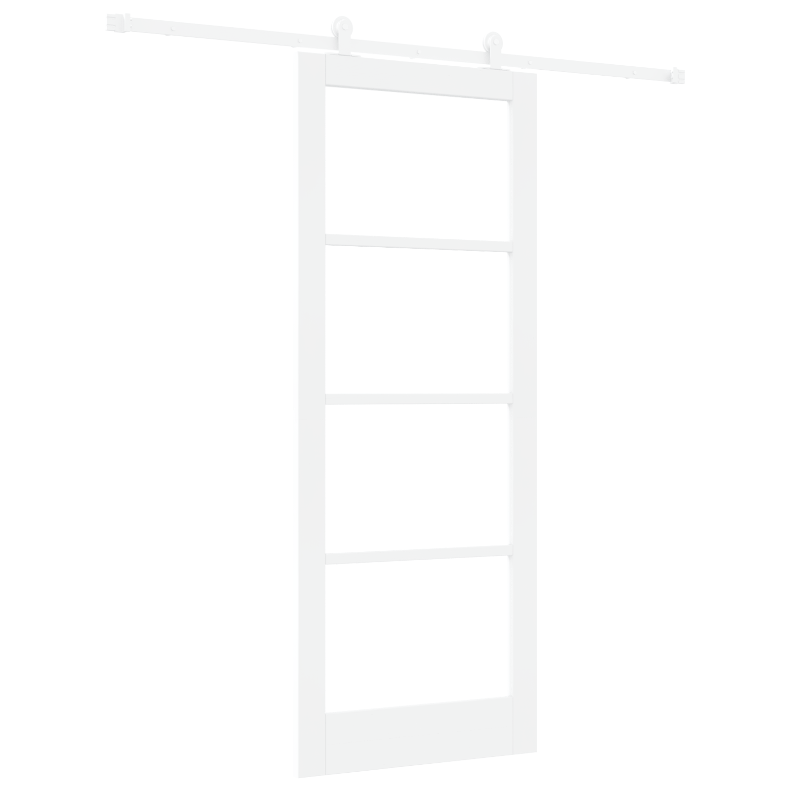 Usa glisanta cu set de hardware 'ORKDAL'din lemn solid alb si sticla — imaginea 2