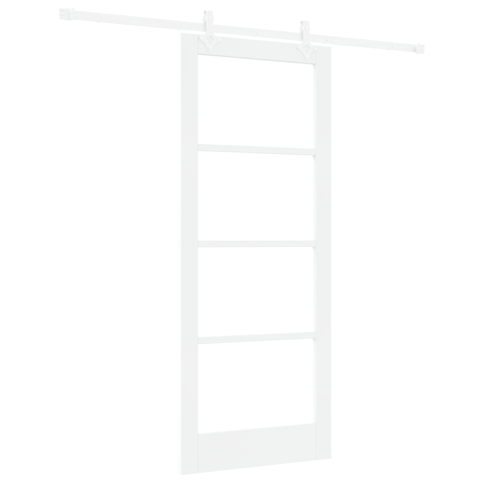 Set Usi Glisante cu Accesorii Alb 83x202 cm Lemn Masiv de Pin — imaginea 2