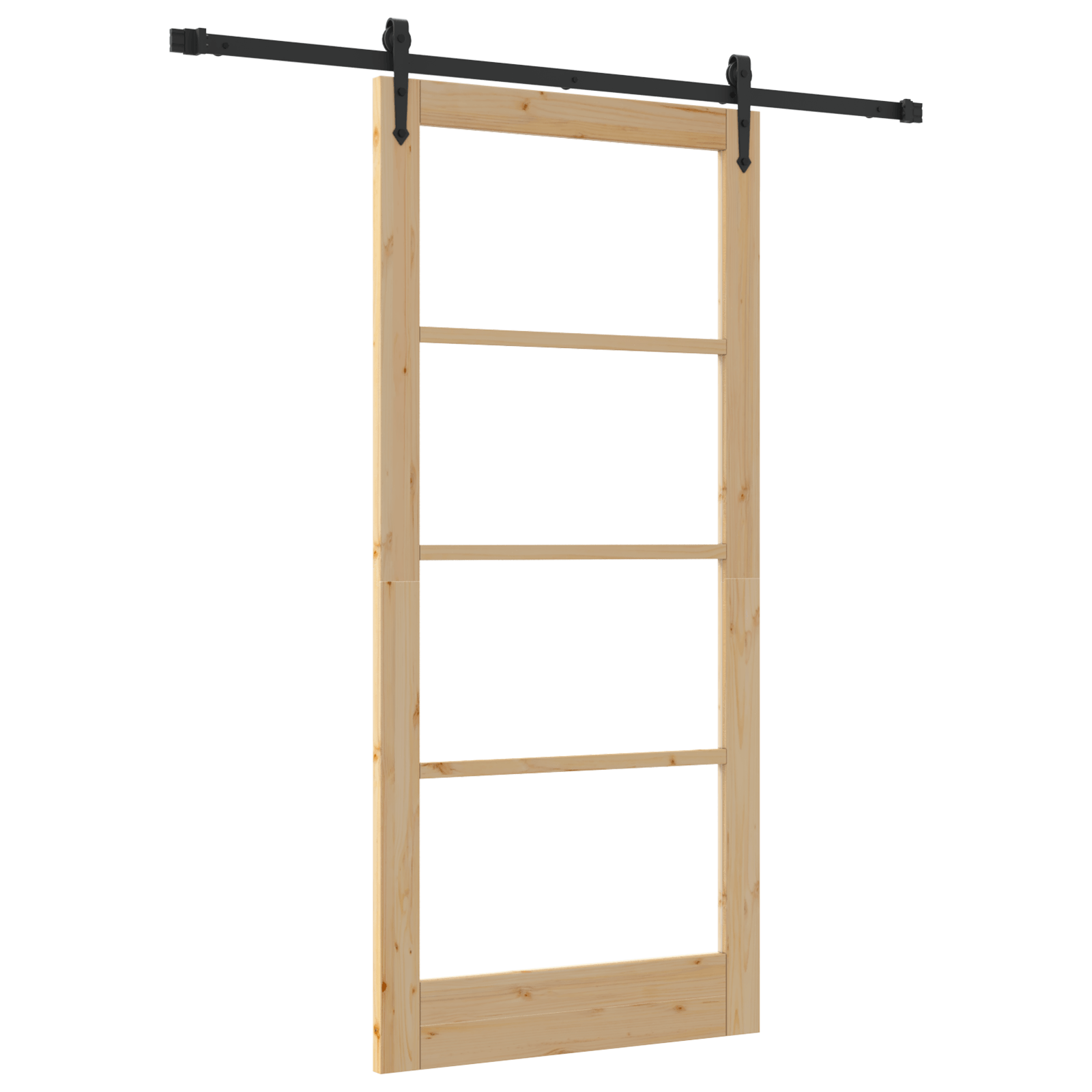 Usa Glisanta cu Set de Usi 93x202 cm Lemn Masiv Pin — imaginea 2