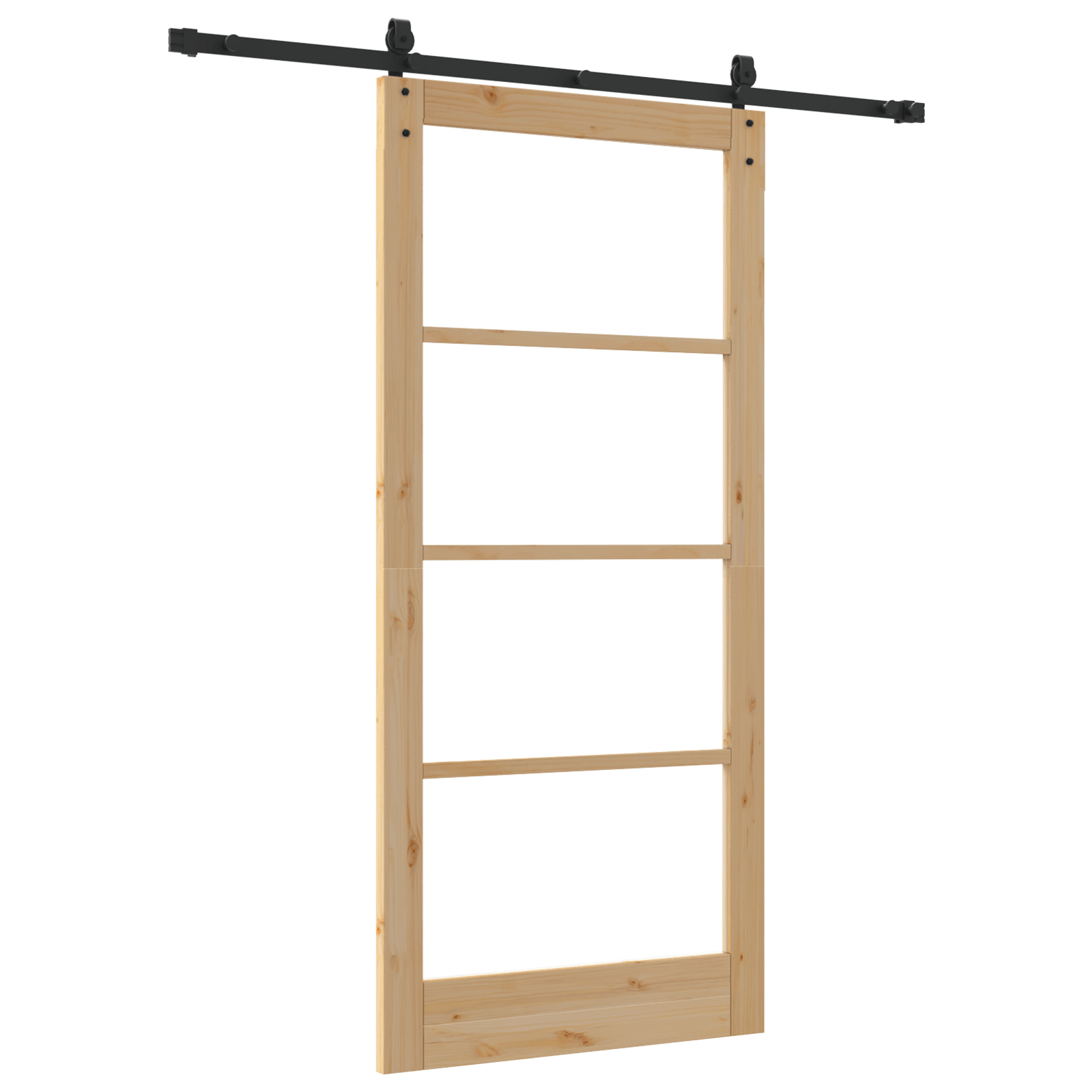 Usa Glisanta cu Set de Usi 93x202 cm Lemn Masiv Pin — imaginea 6