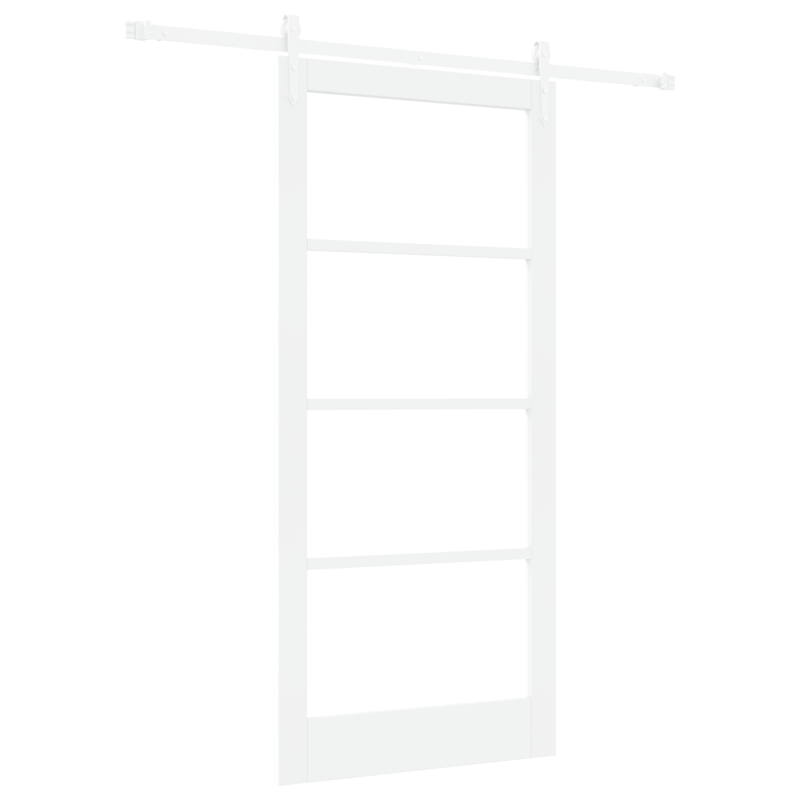 Set de Usi Glisante cu Accesorii Alb 93x202 cm Lemn Solid de Pin — imaginea 2