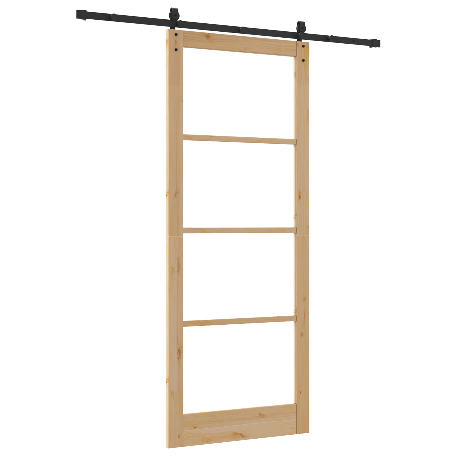 Usa Glisanta cu Set de Accesorii 93x232 cm Lemn Masiv Pini — imaginea 6