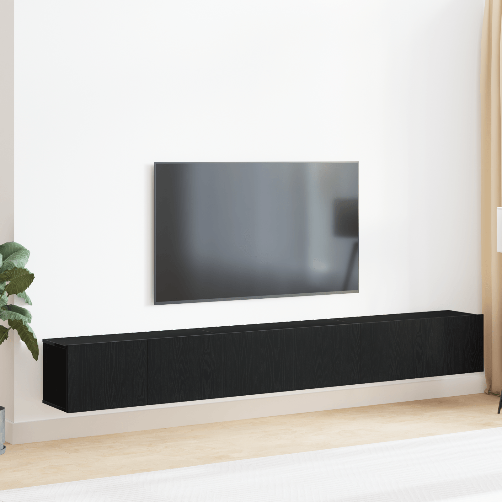 Set de cabinet TV 3 piese negru din lemn ingineresc