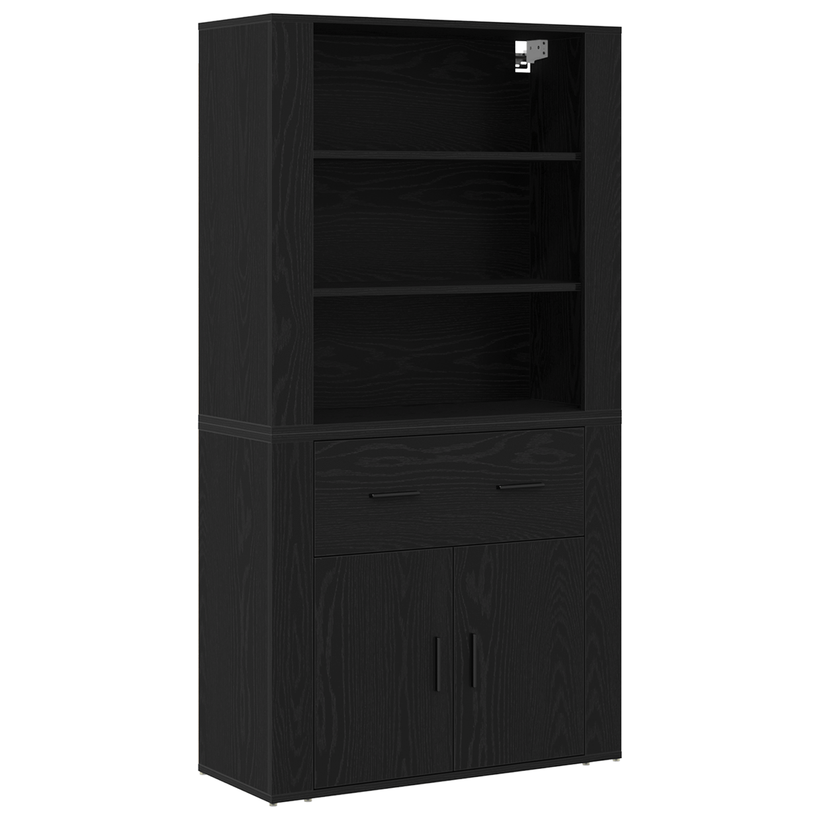 Highboard Stejar Negru Lemn Inginerie — imaginea 2