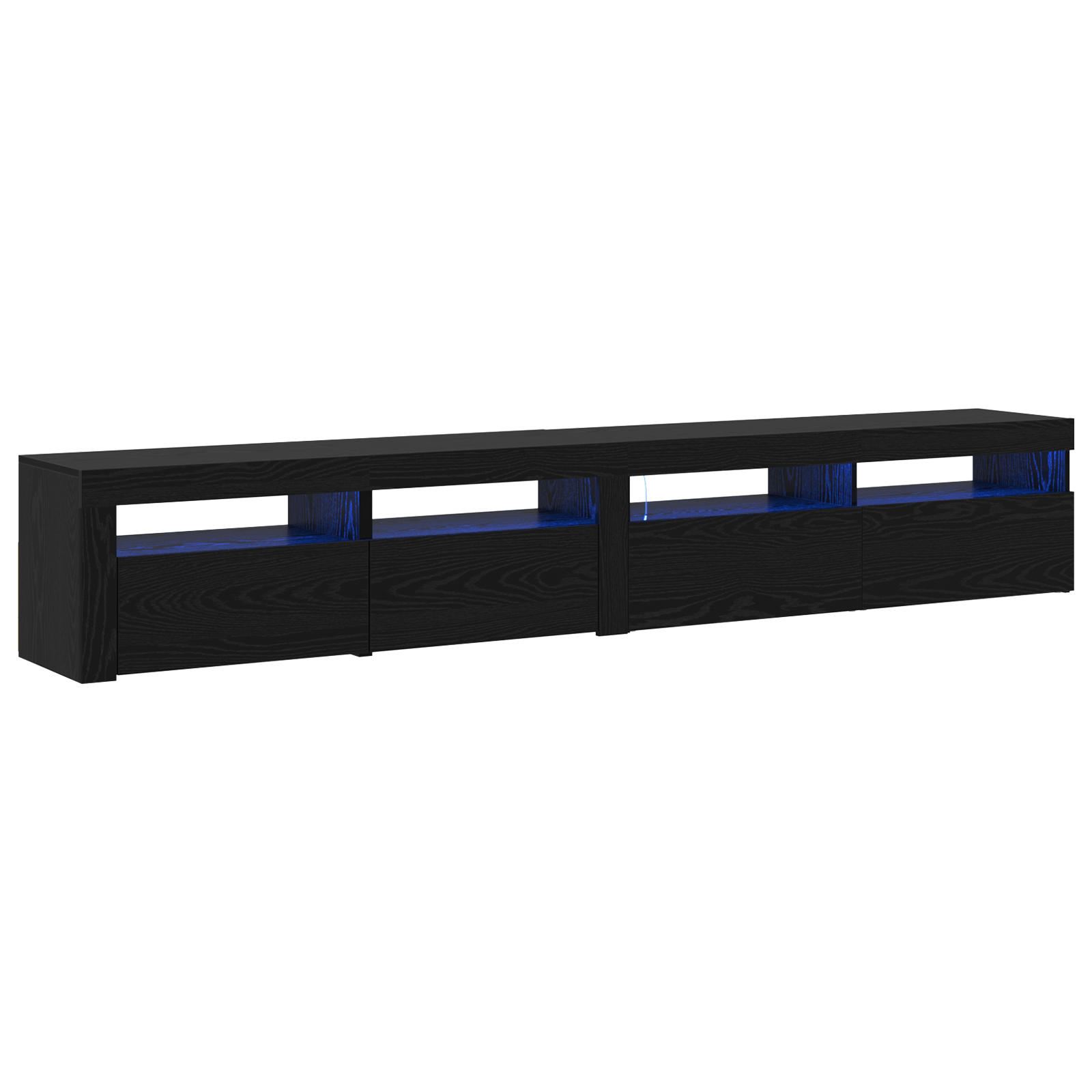 Cabinete TV 2 buc cu lumini LED din stejar negru si lemn ingineresc — imaginea 2