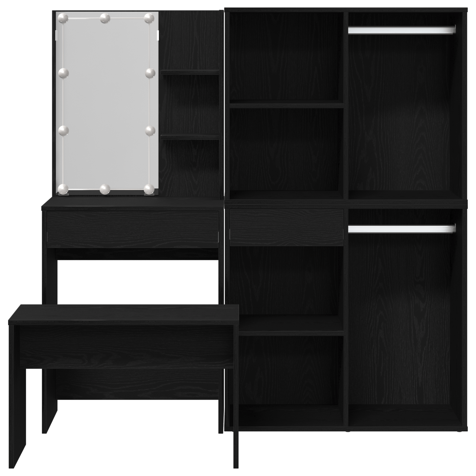 Set de masa de toaleta cu LED din stejar negru din lemn ingineresc — imaginea 10