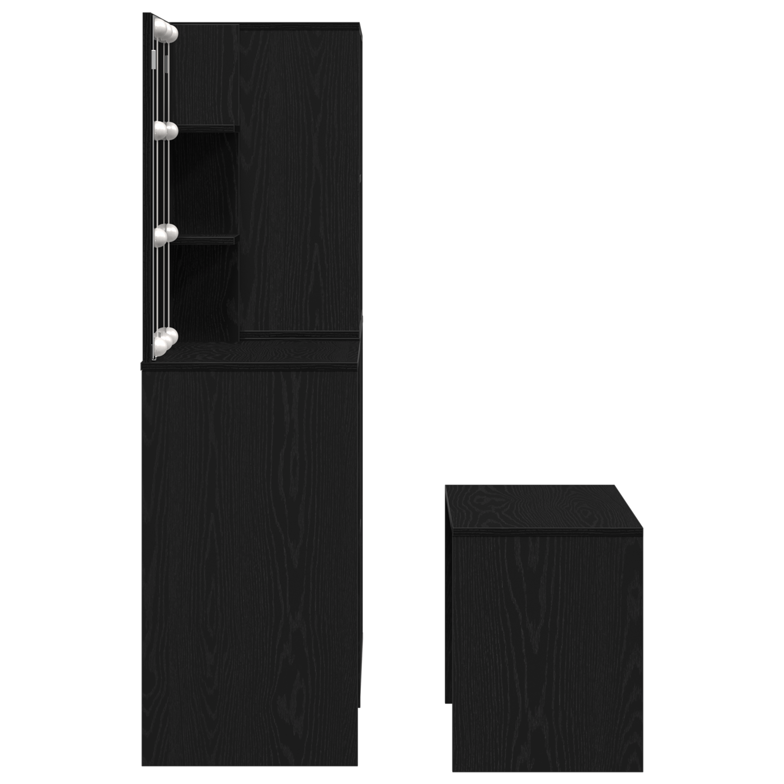 Set de masa de toaleta cu LED din stejar negru din lemn ingineresc — imaginea 11