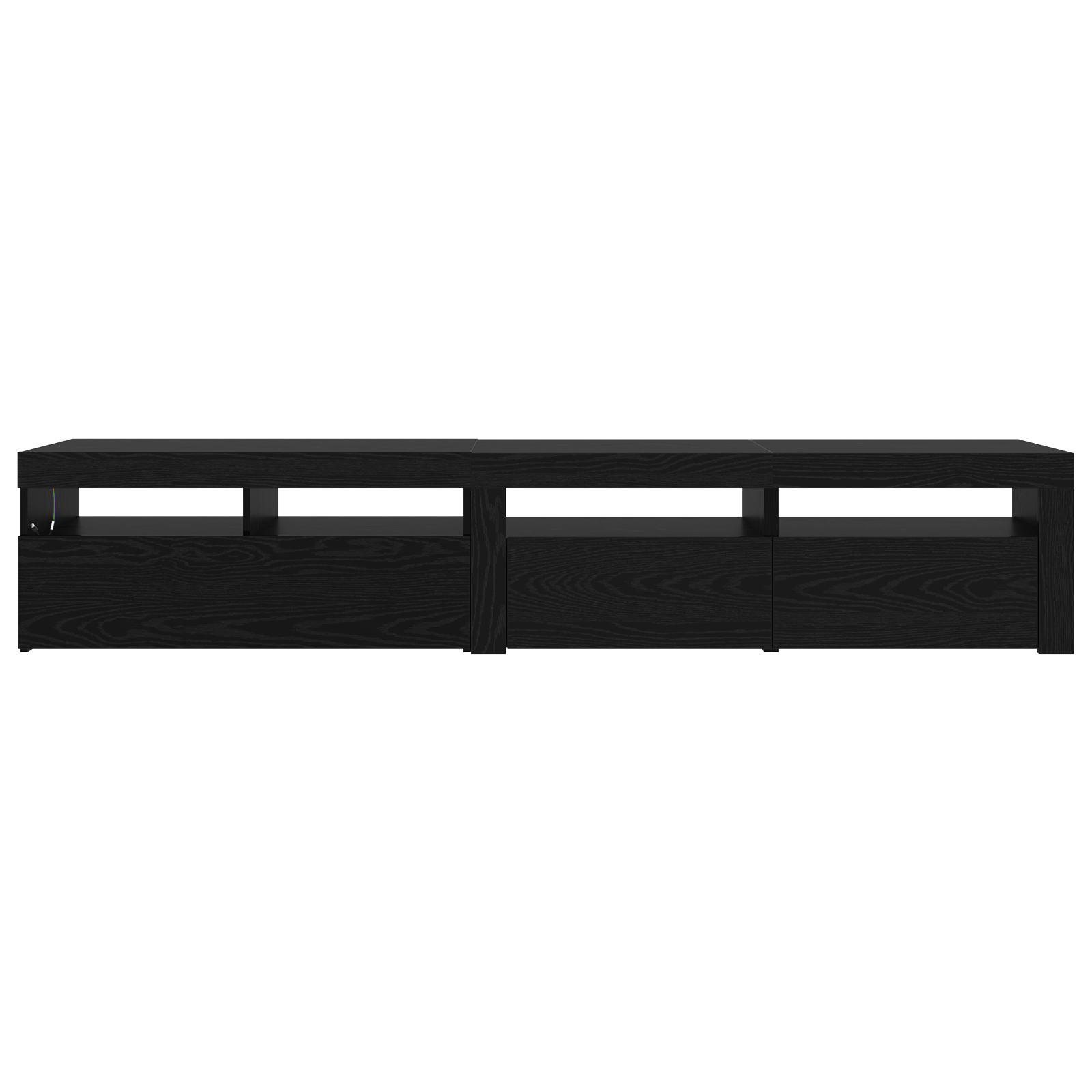 Cabinete TV 2 buc cu lumini LED din lemn ingineresc de stejar negru — imaginea 9
