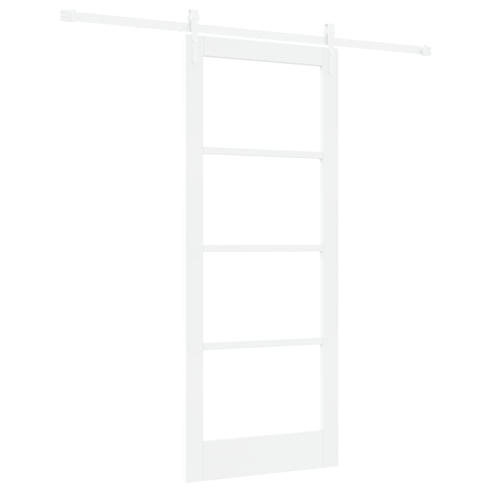 Usa glisanta cu set hardware Alb 83x202 cm Lemn solid de brad — imaginea 2