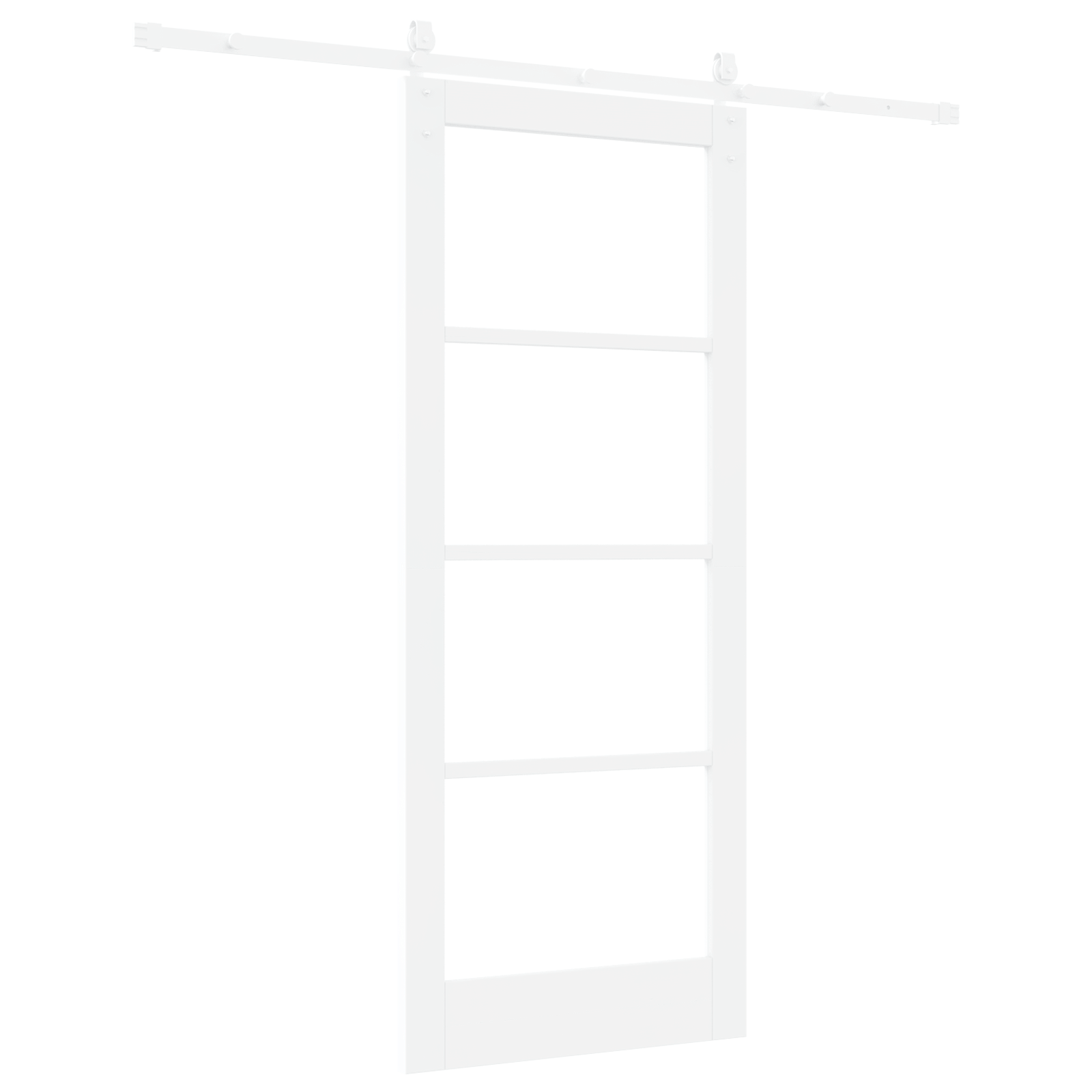 Usa glisanta cu set hardware Alb 83x202 cm Lemn solid de brad — imaginea 6