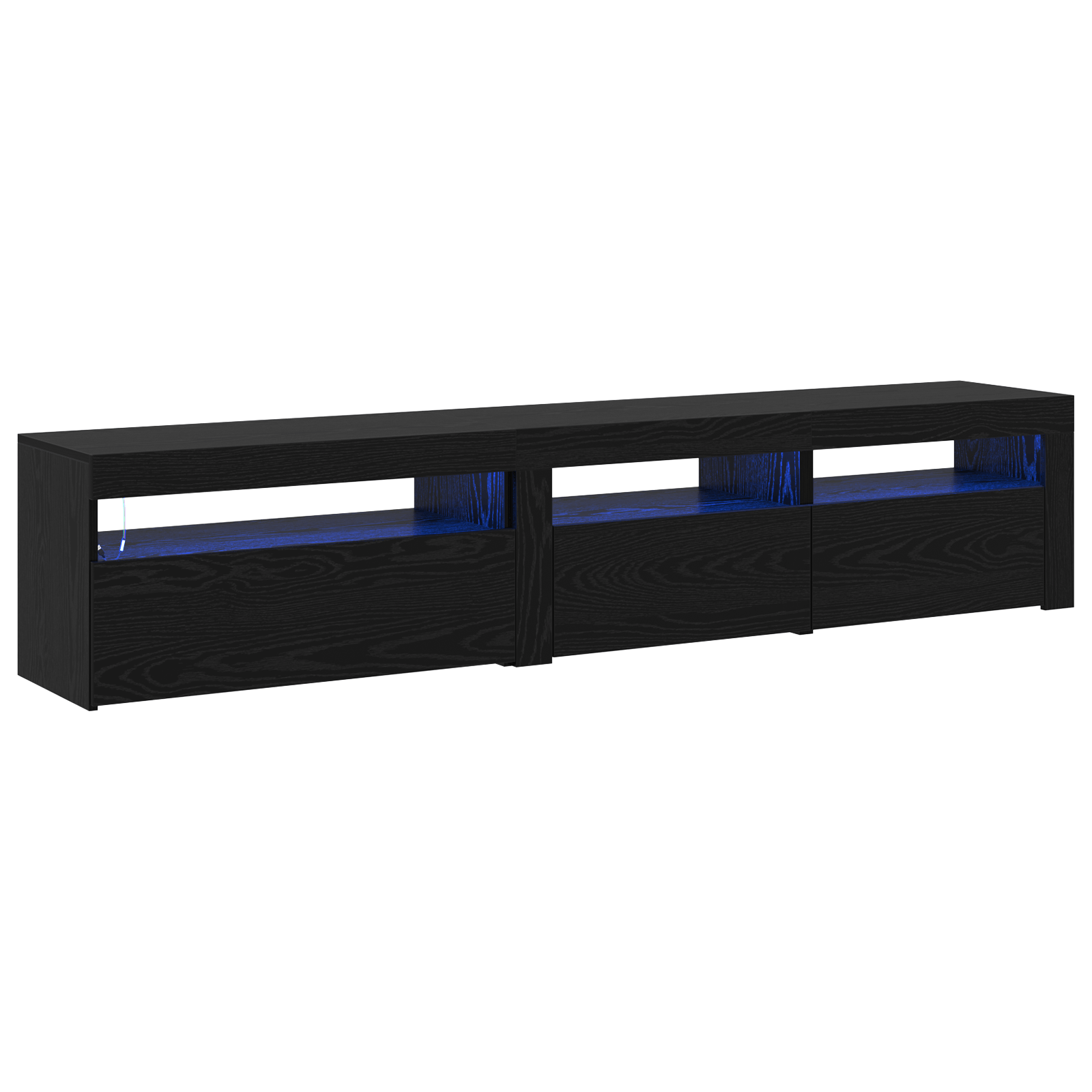 Suporturi TV 2 buc cu lumini LED Stejar Negru Lemn Ingineresc — imaginea 2