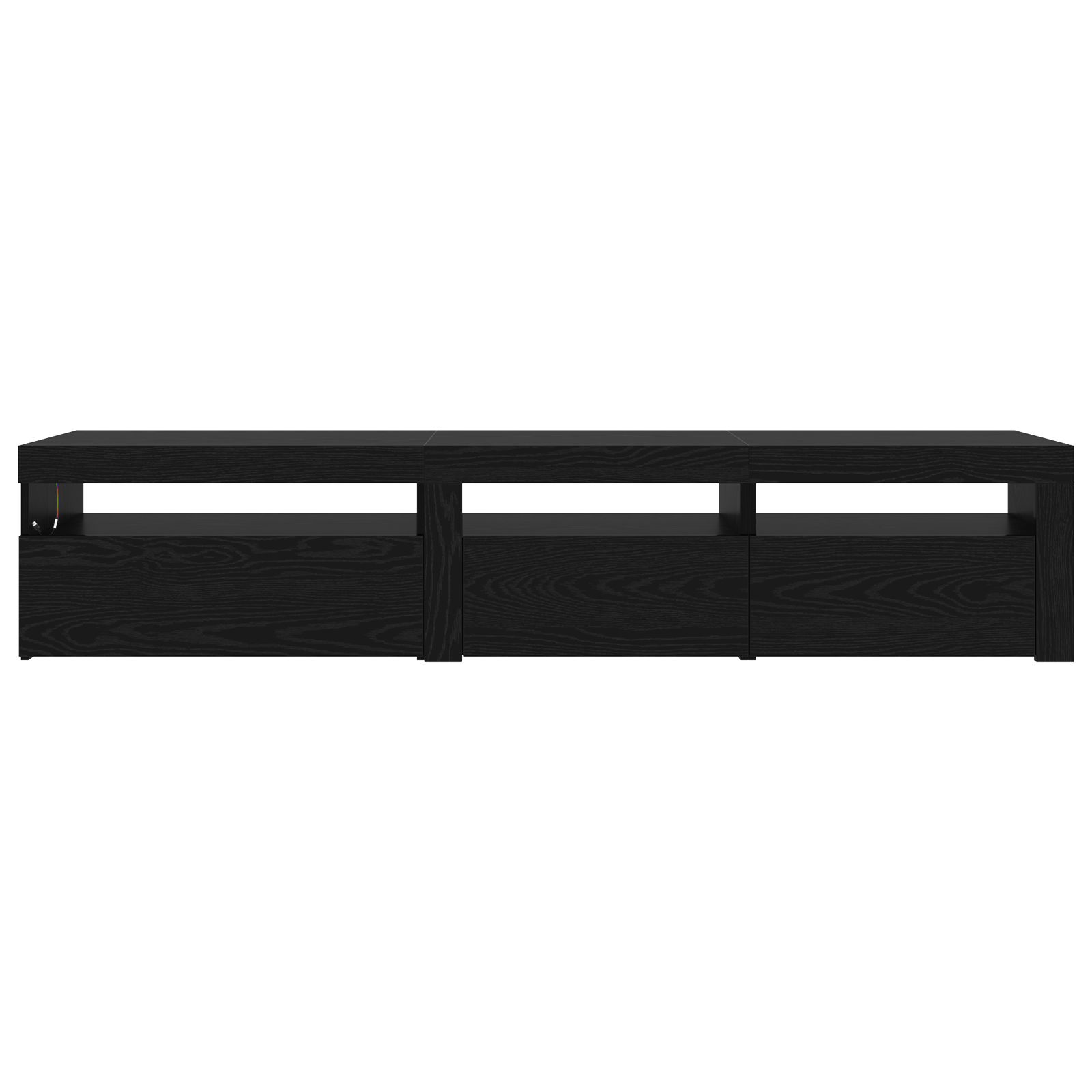 Suporturi TV 2 buc cu lumini LED Stejar Negru Lemn Ingineresc — imaginea 10