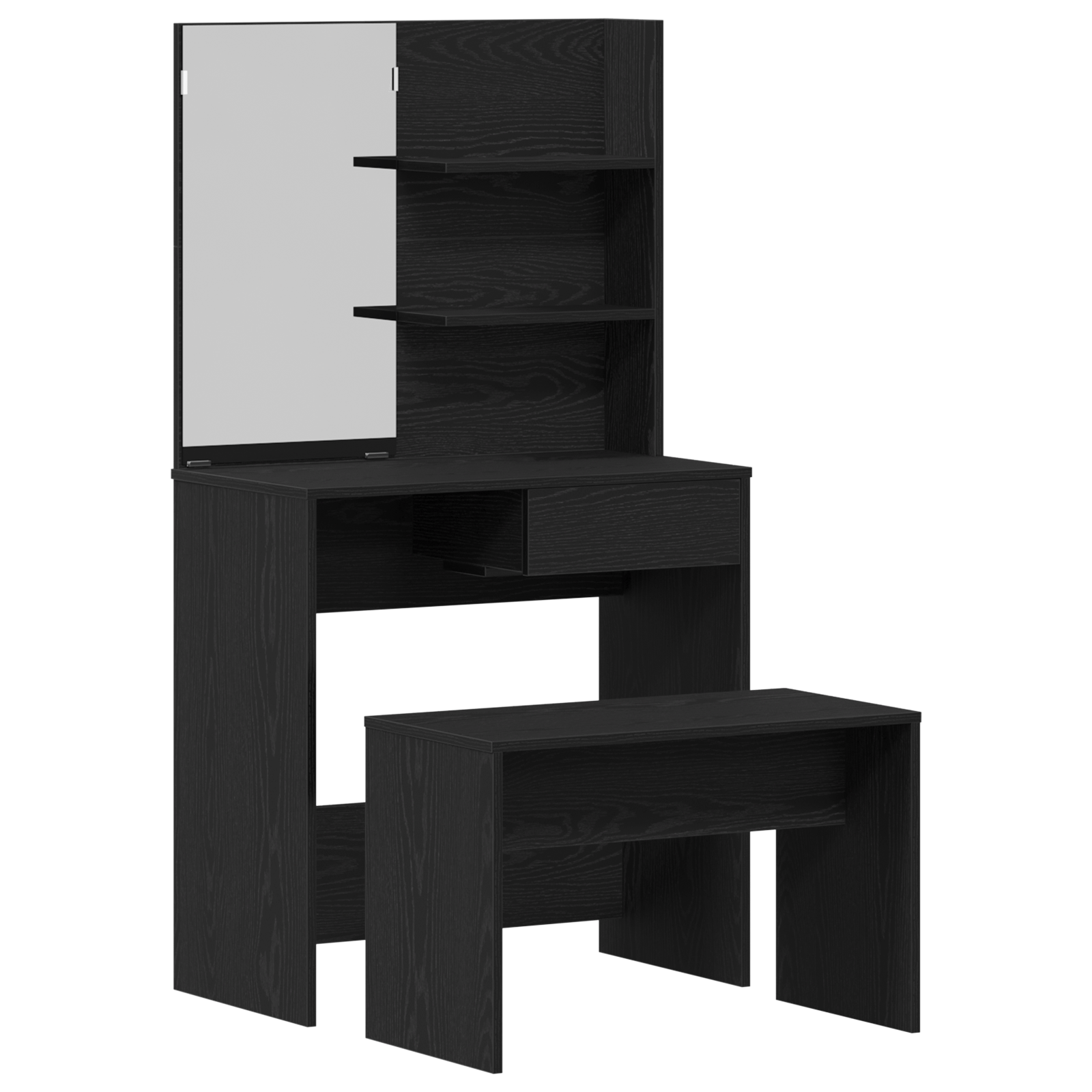 Set Masuta de Toaleta din Lemn Obtinut Ingineresc Stejar Negru — imaginea 2