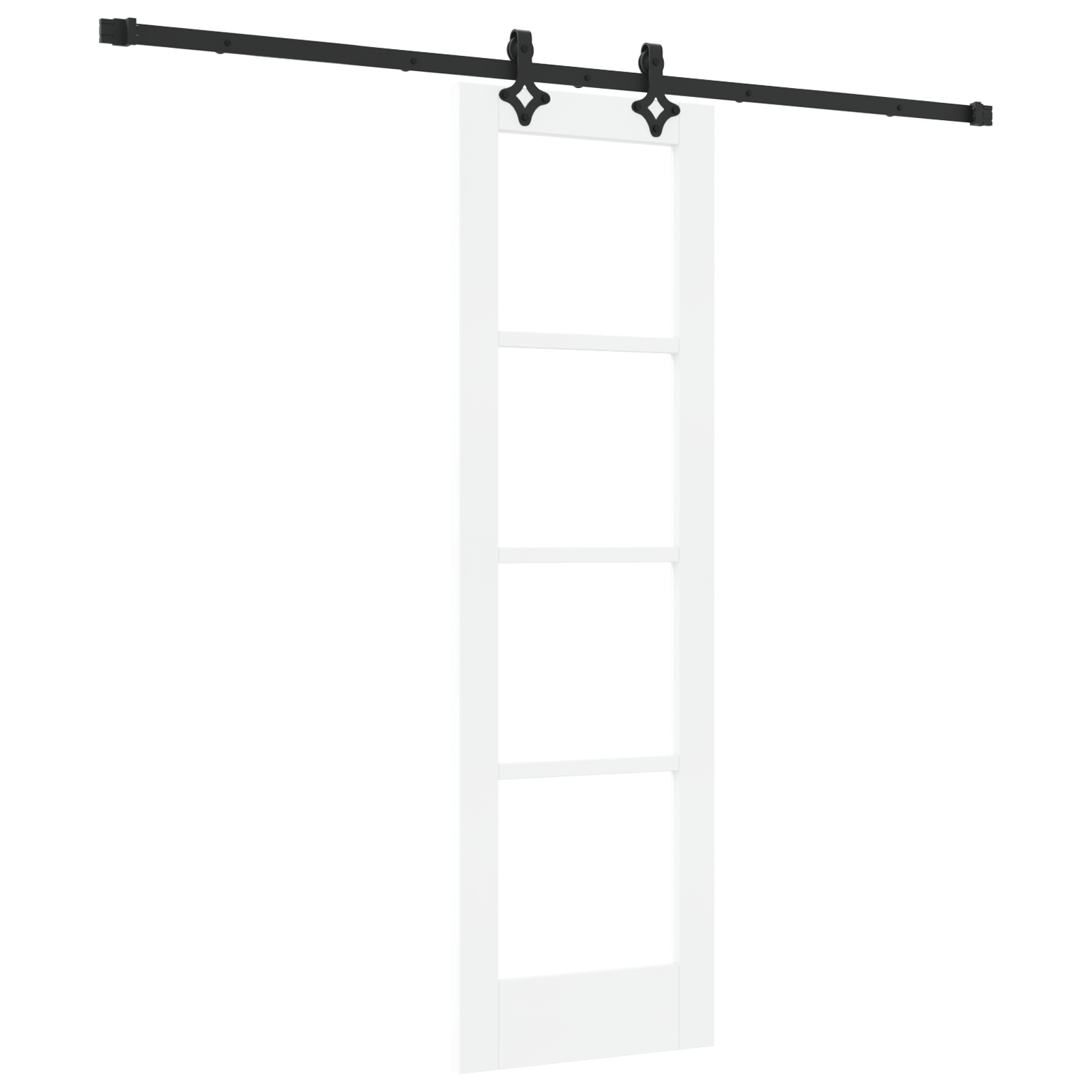 Usa glisanta cu set de hardware Alb 61x198.5 cm Lemn masiv Pin — imaginea 2