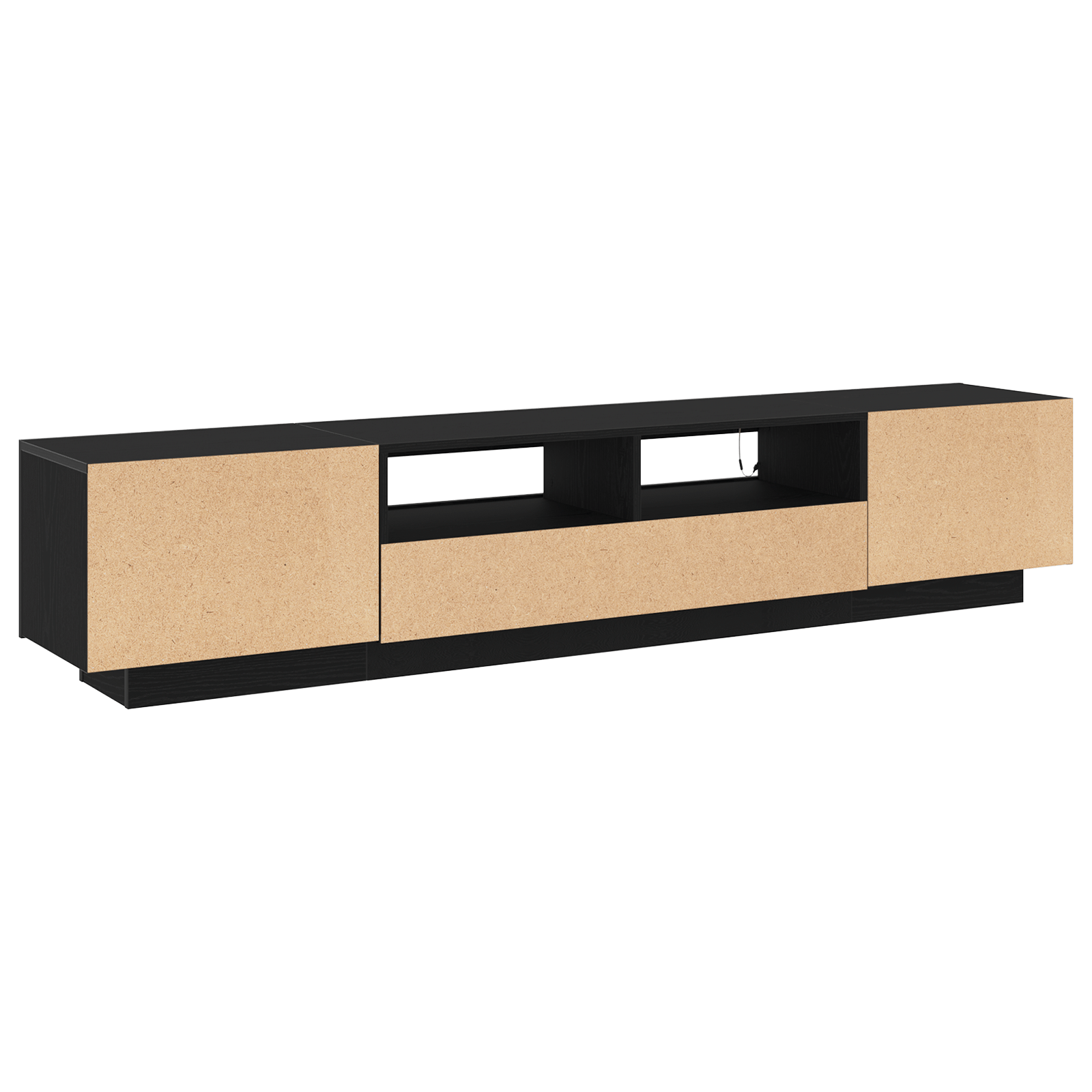 Dulap TV cu lumini LED stejar negru 200x35x40 cm lemn prelucrat — imaginea 9